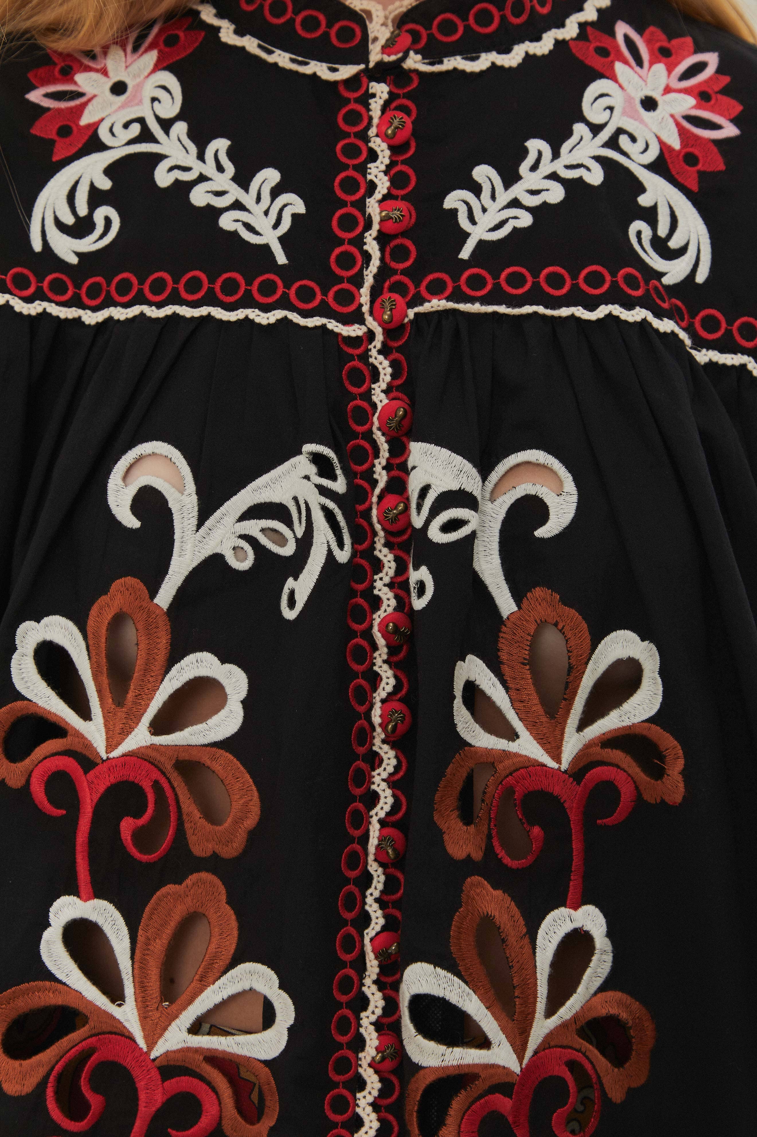 Black Cashew Mandala Richilieu Blouse - Image 6