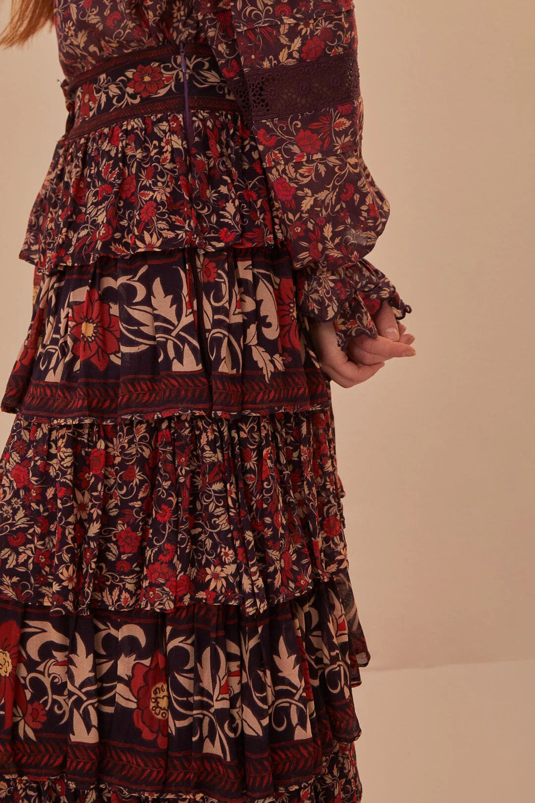 Purple Chelsea Garden Ruffles Maxi Skirt - Image 3