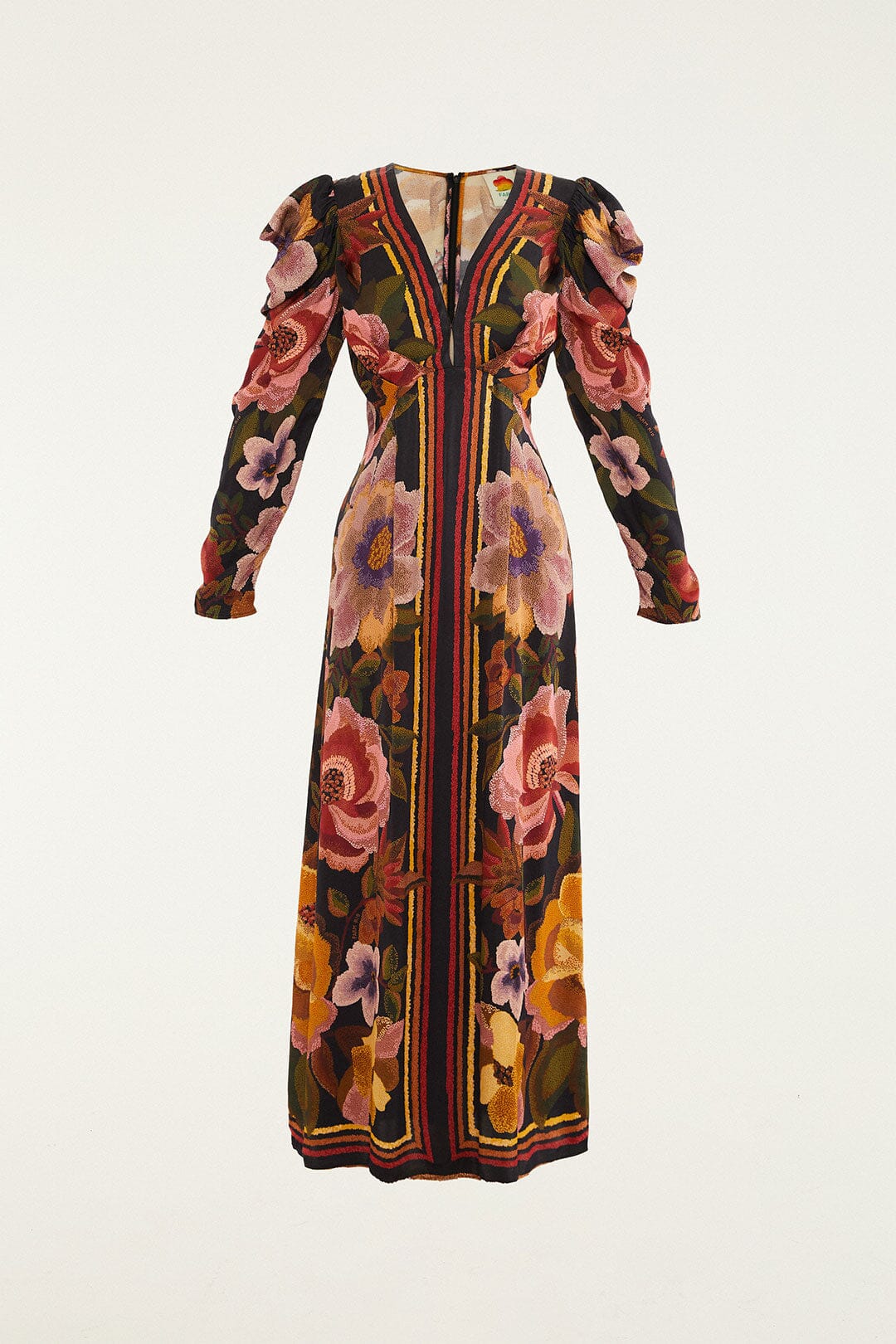 Black Chenille Flowers Lenzing™ Ecovero™ Viscose Midi Dress - Image 5