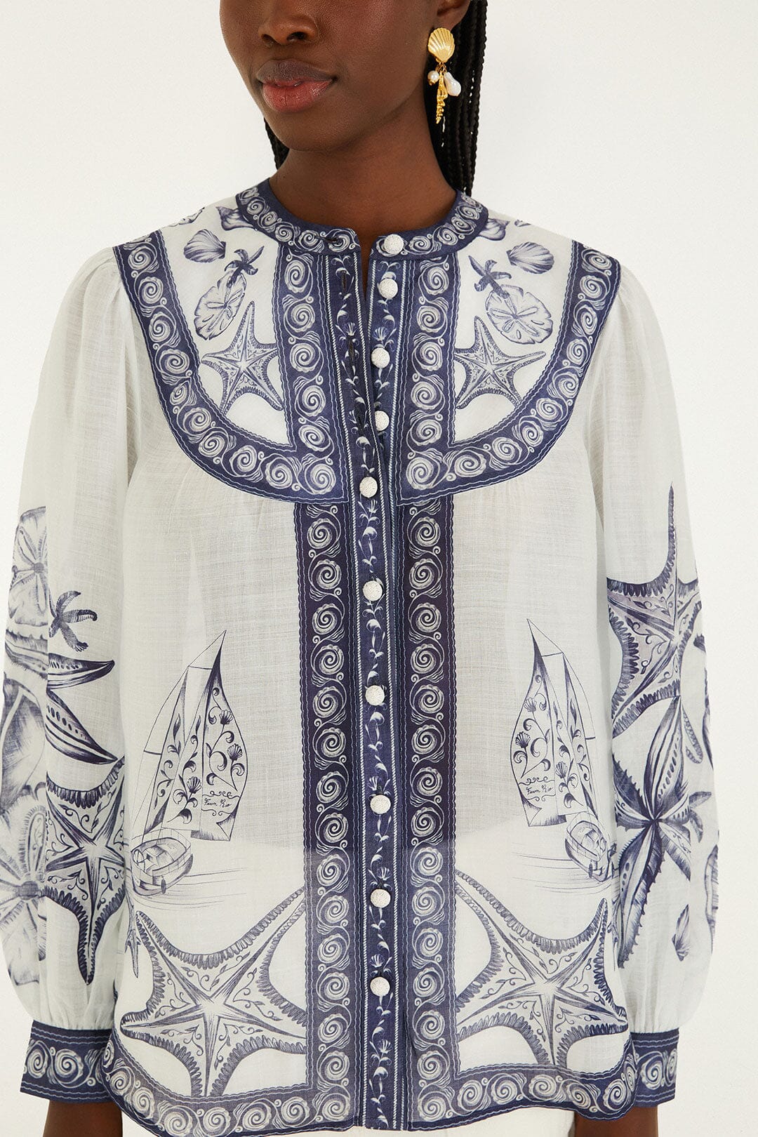 Off-White Coast Scarf Long Sleeve Blouse - Image 2