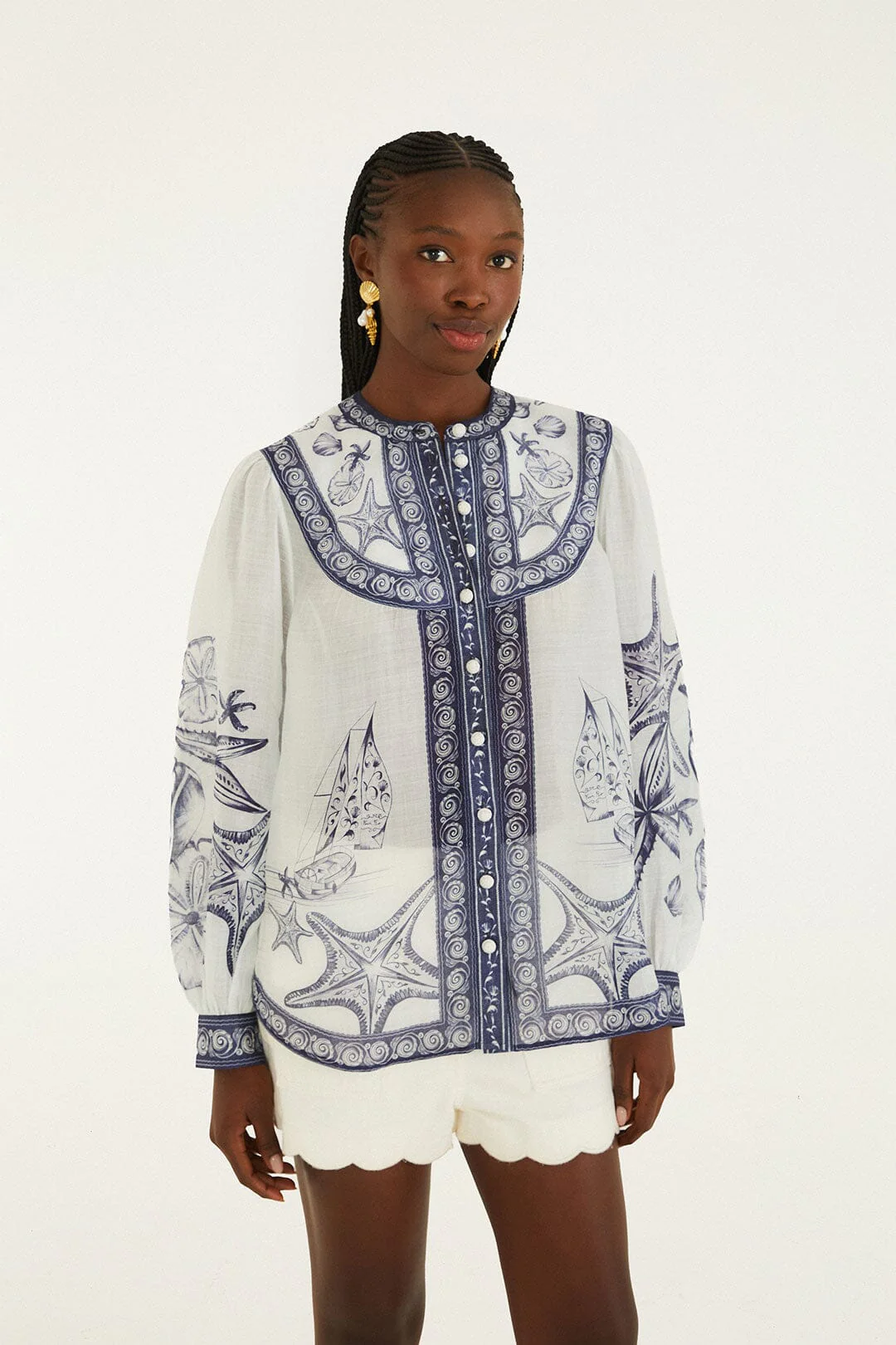 Off-White Coast Scarf Long Sleeve Blouse - Image 4