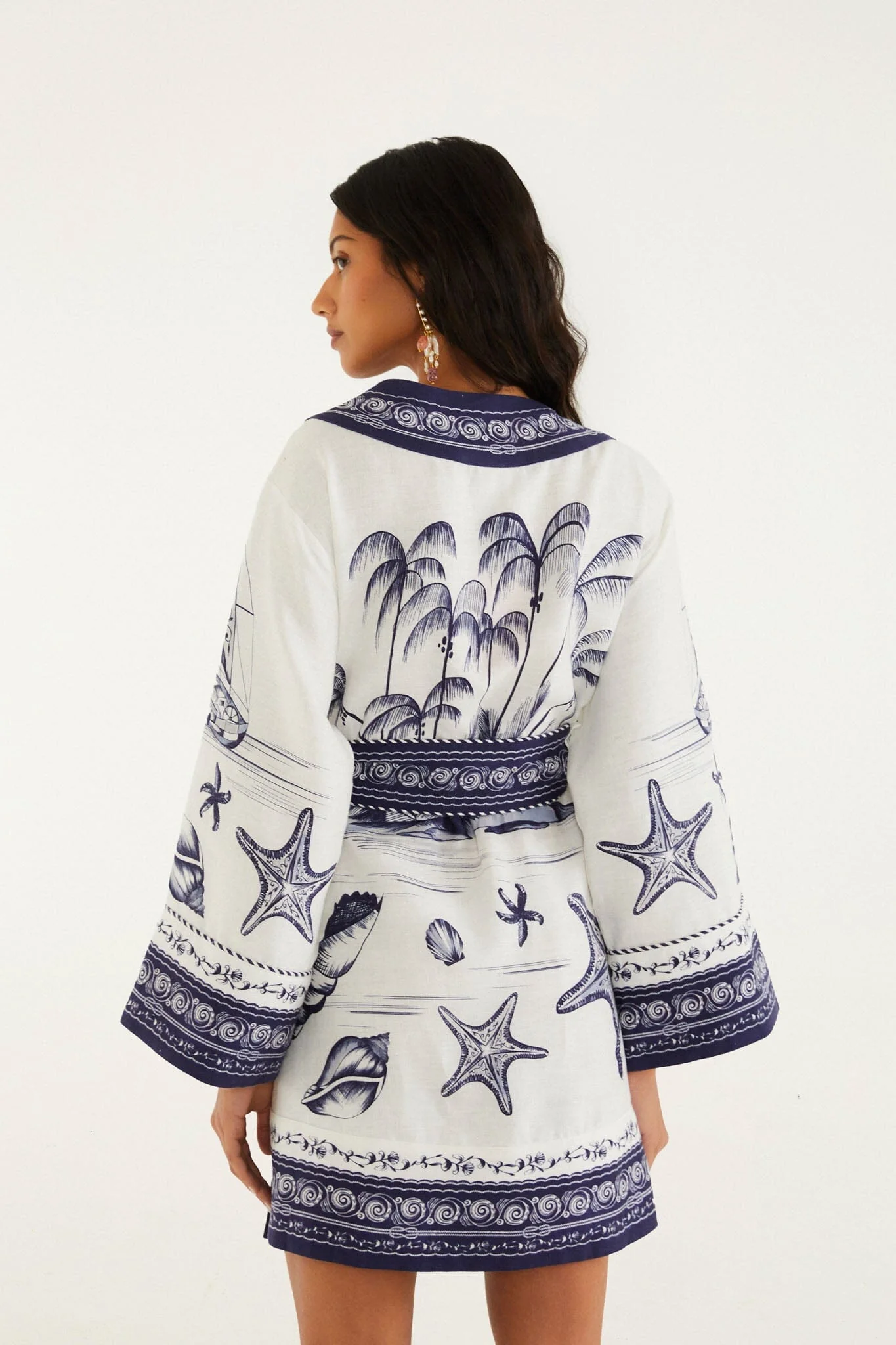 Off-White Coast Scarf Euroflax™ Premium Linen Mini Dress - Image 3