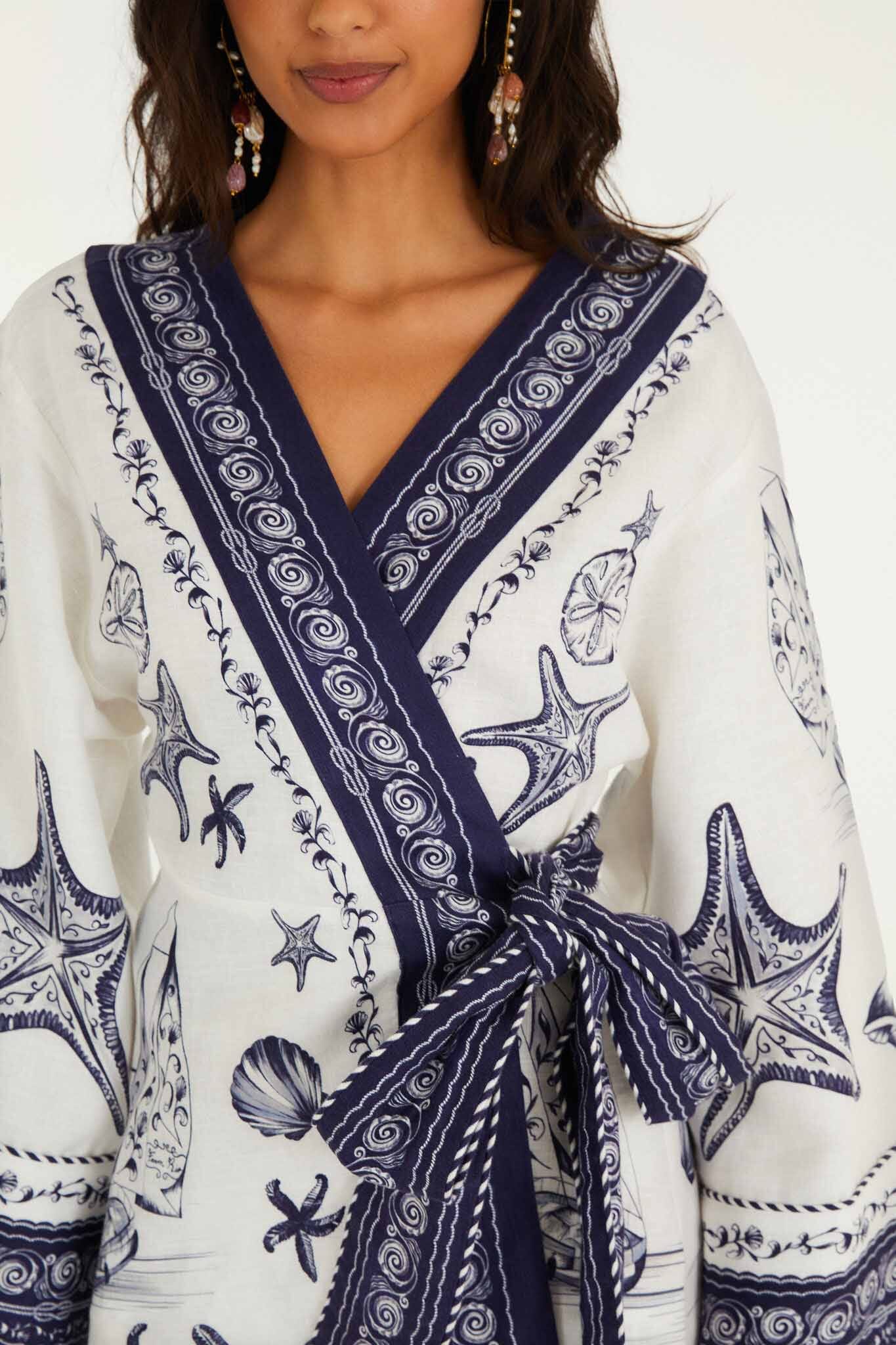 Off-White Coast Scarf Euroflax™ Premium Linen Mini Dress - Image 4