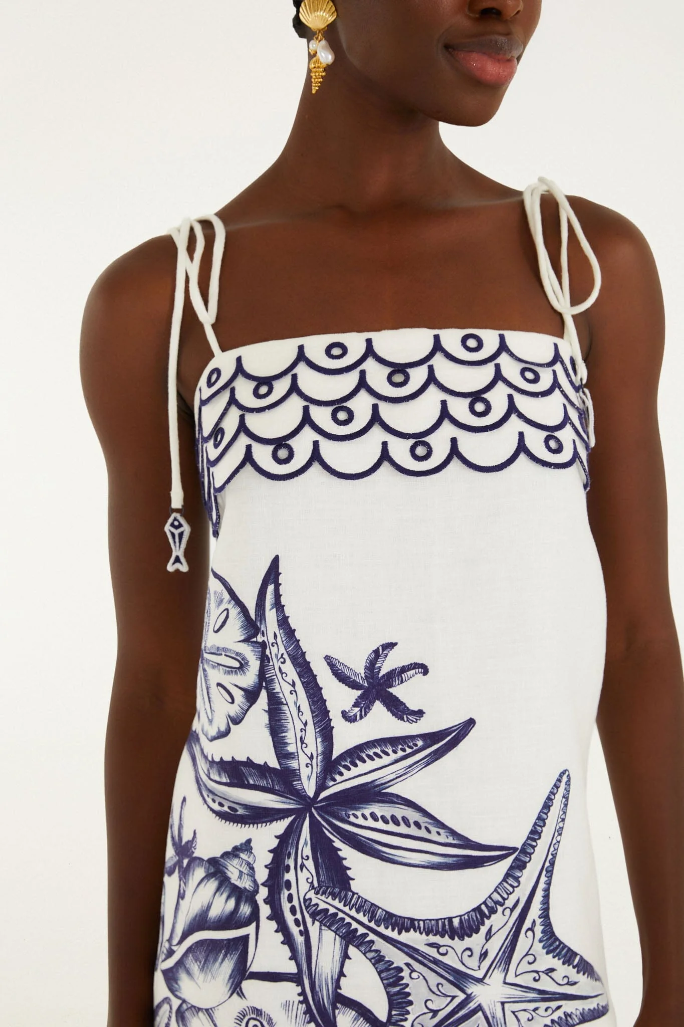 Off-White Coast Stars Euroflax Premium Linen Mini Dress - Image 2