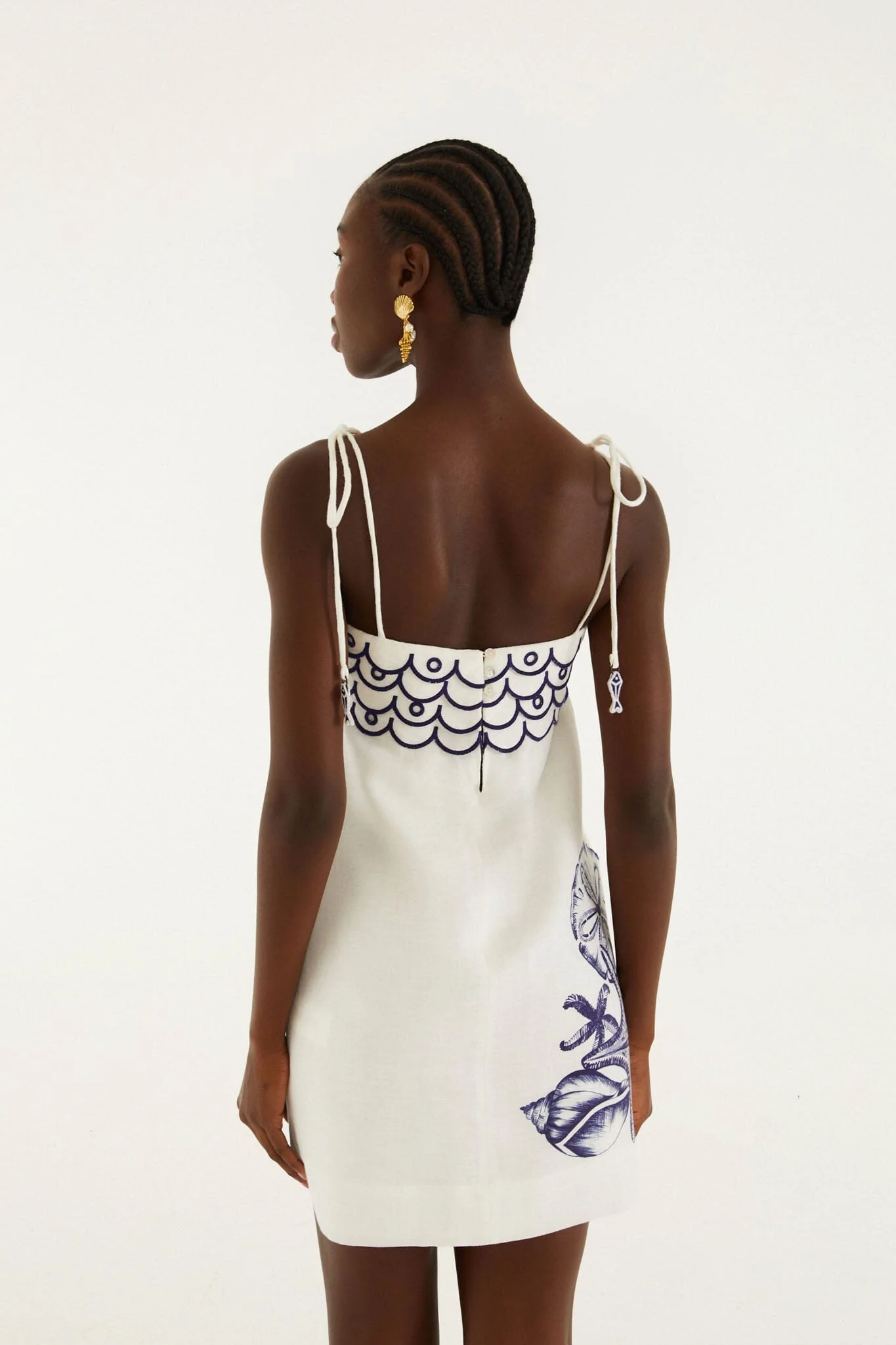 Off-White Coast Stars Euroflax Premium Linen Mini Dress - Image 3
