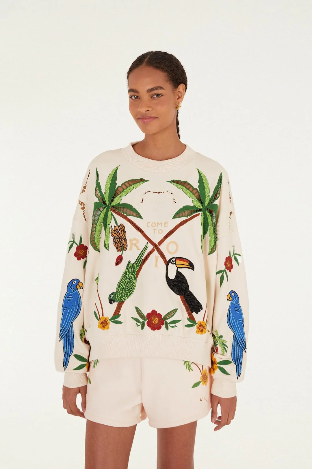 Off-White Coconut Trees Come To Rio Embroidered Shorts - Image 2