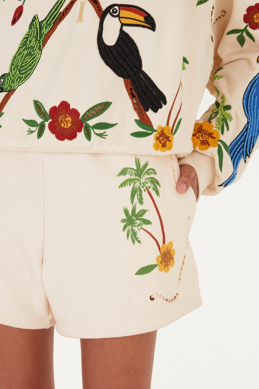 Off-White Coconut Trees Come To Rio Embroidered Shorts - Image 3