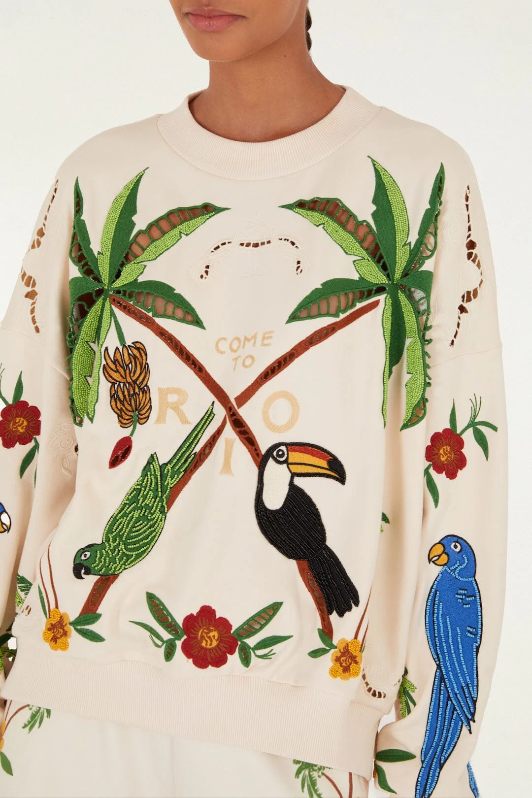 Off-White Coconut Trees Come To Rio Embroidered Sweatshirt - Image 3