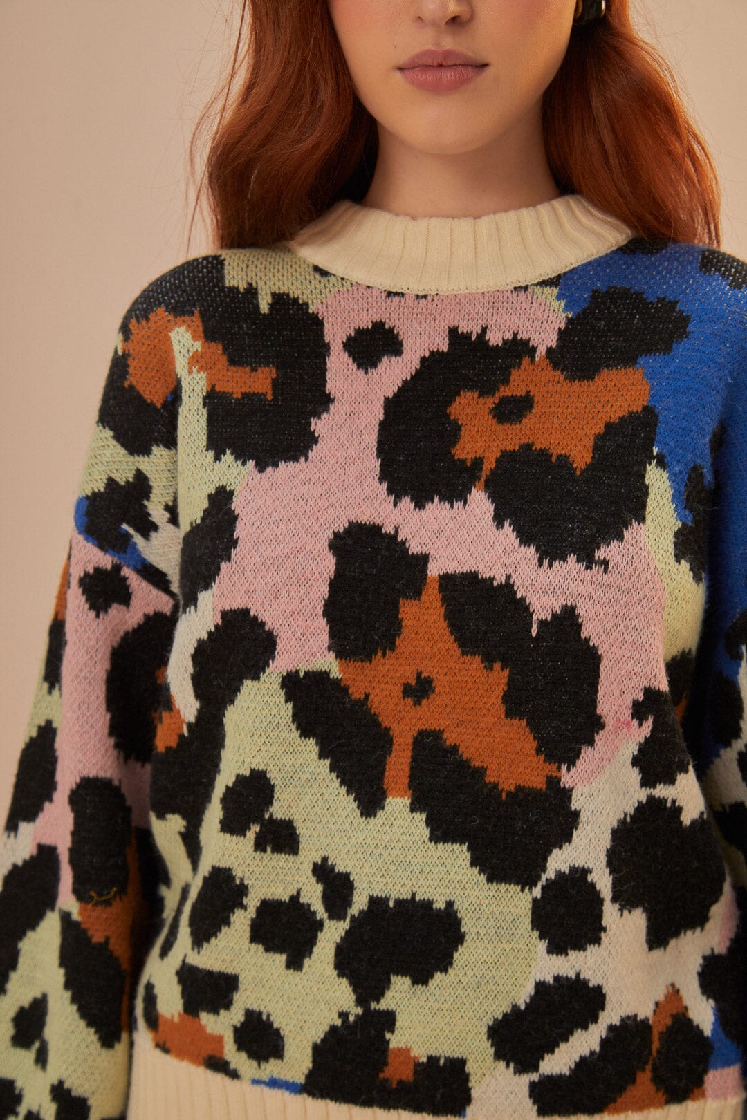 Colorful Leopard Knit Sweater - Image 3