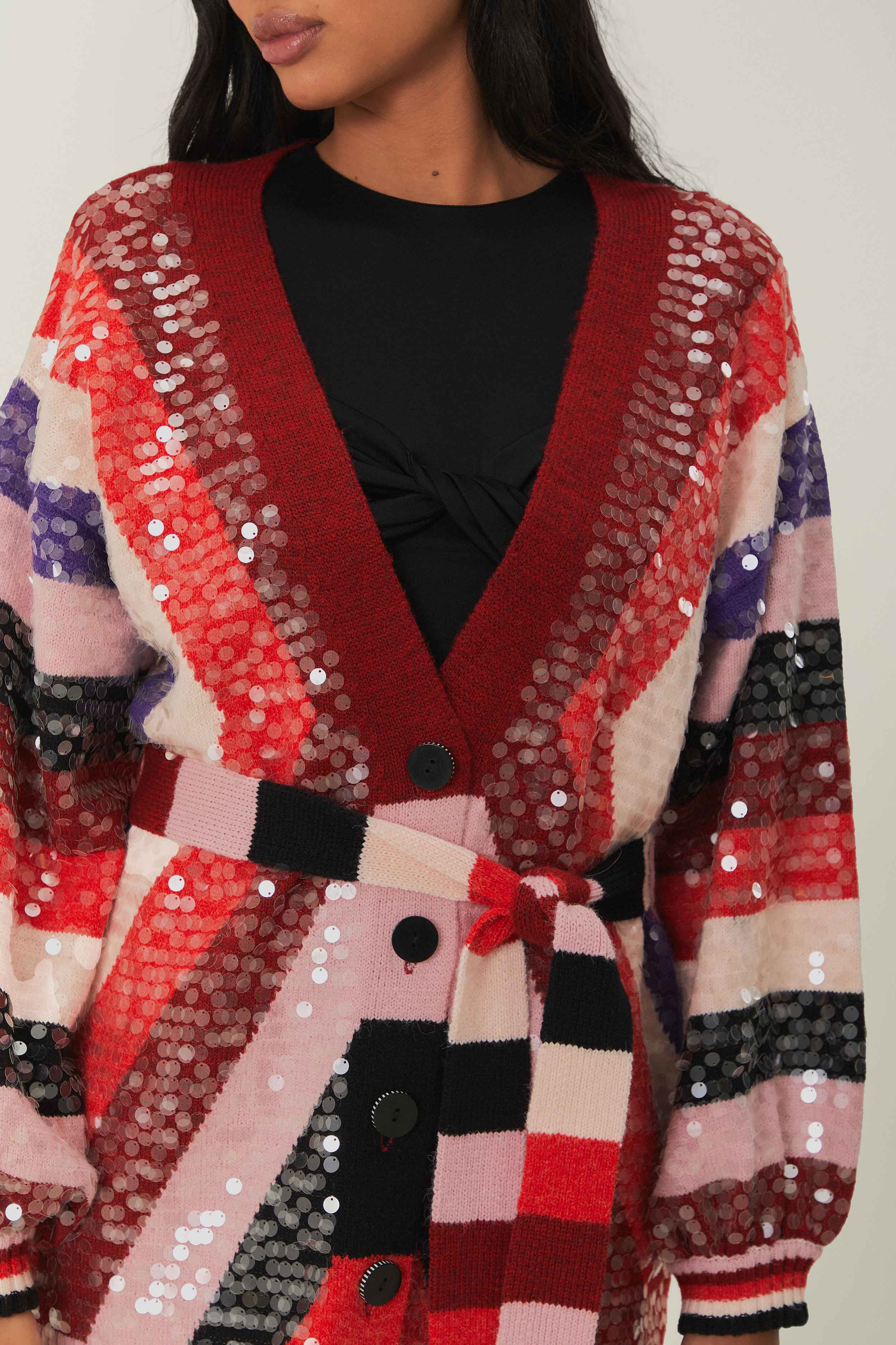 Colorful Stripes Knit Cardigan - Image 2