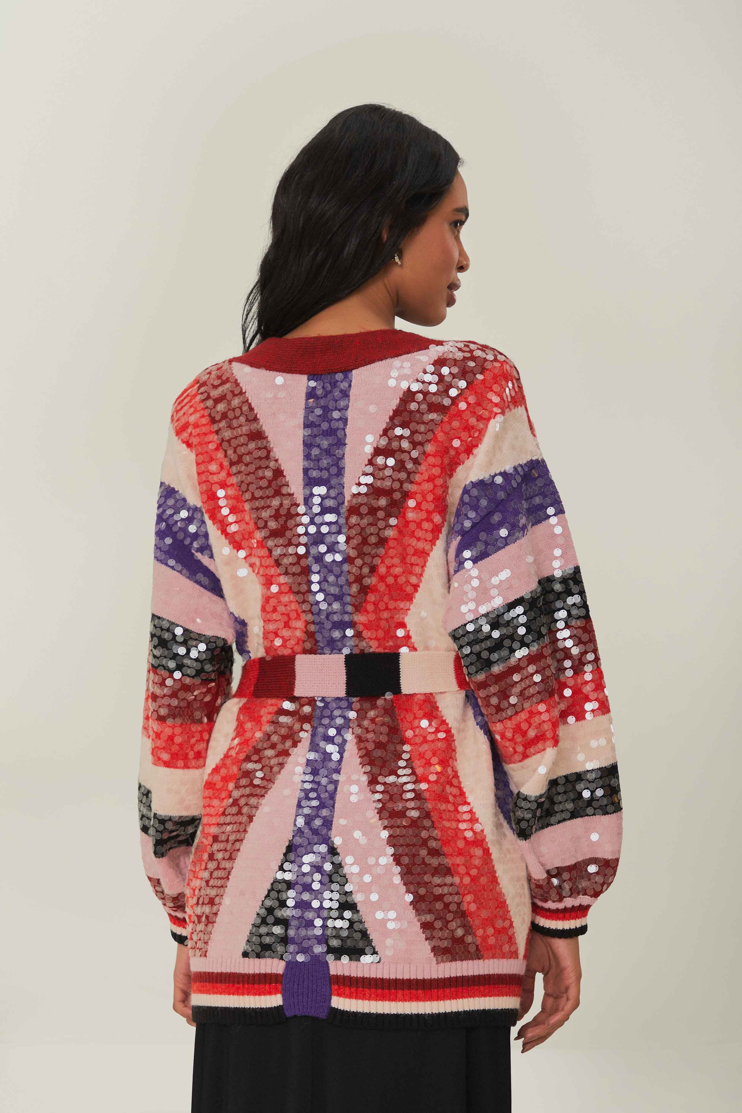 Colorful Stripes Knit Cardigan - Image 3