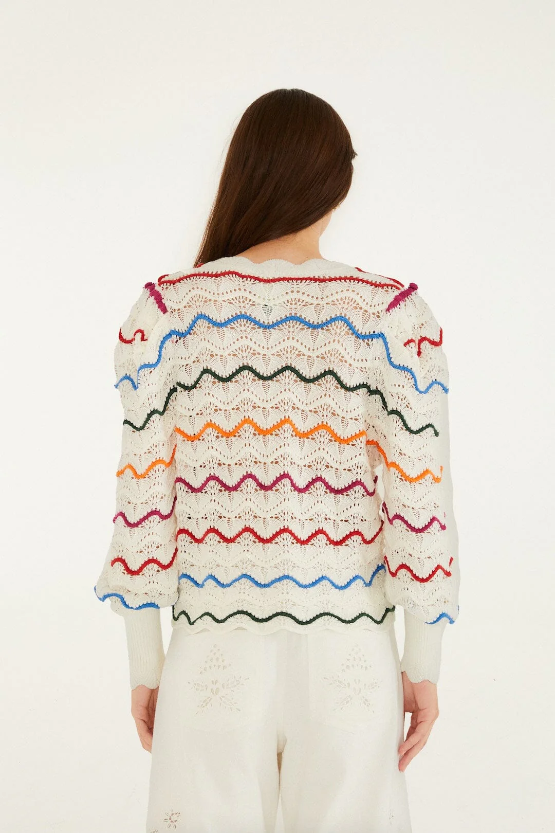 Colorful Stripes Knit Cardigan - Image 3