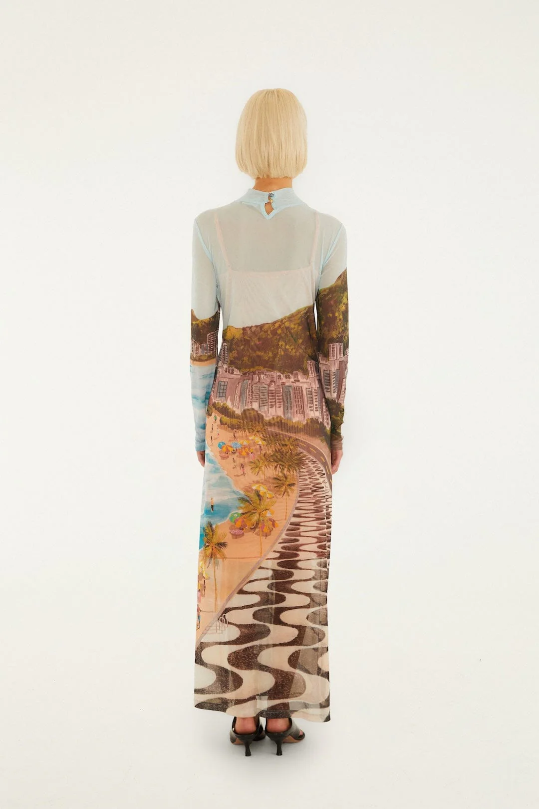 Multicolor Copacabana Beach Long Sleeve Maxi Dress - Image 3