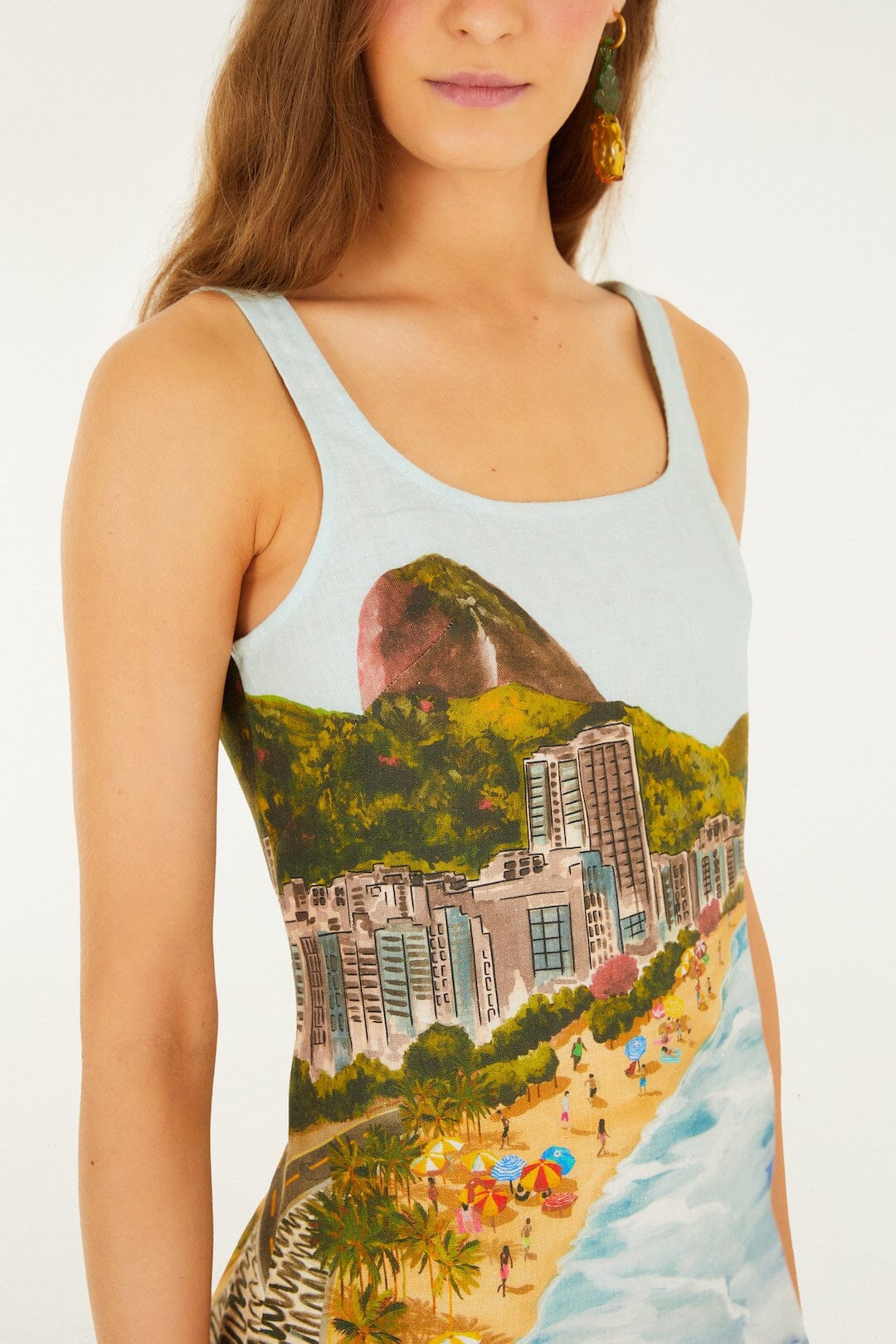 Multicolor Copacabana Beach Euroflax™ Premium Linen Mini Dress - Image 2