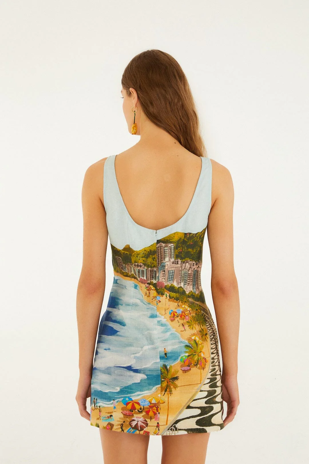 Multicolor Copacabana Beach Euroflax™ Premium Linen Mini Dress - Image 3