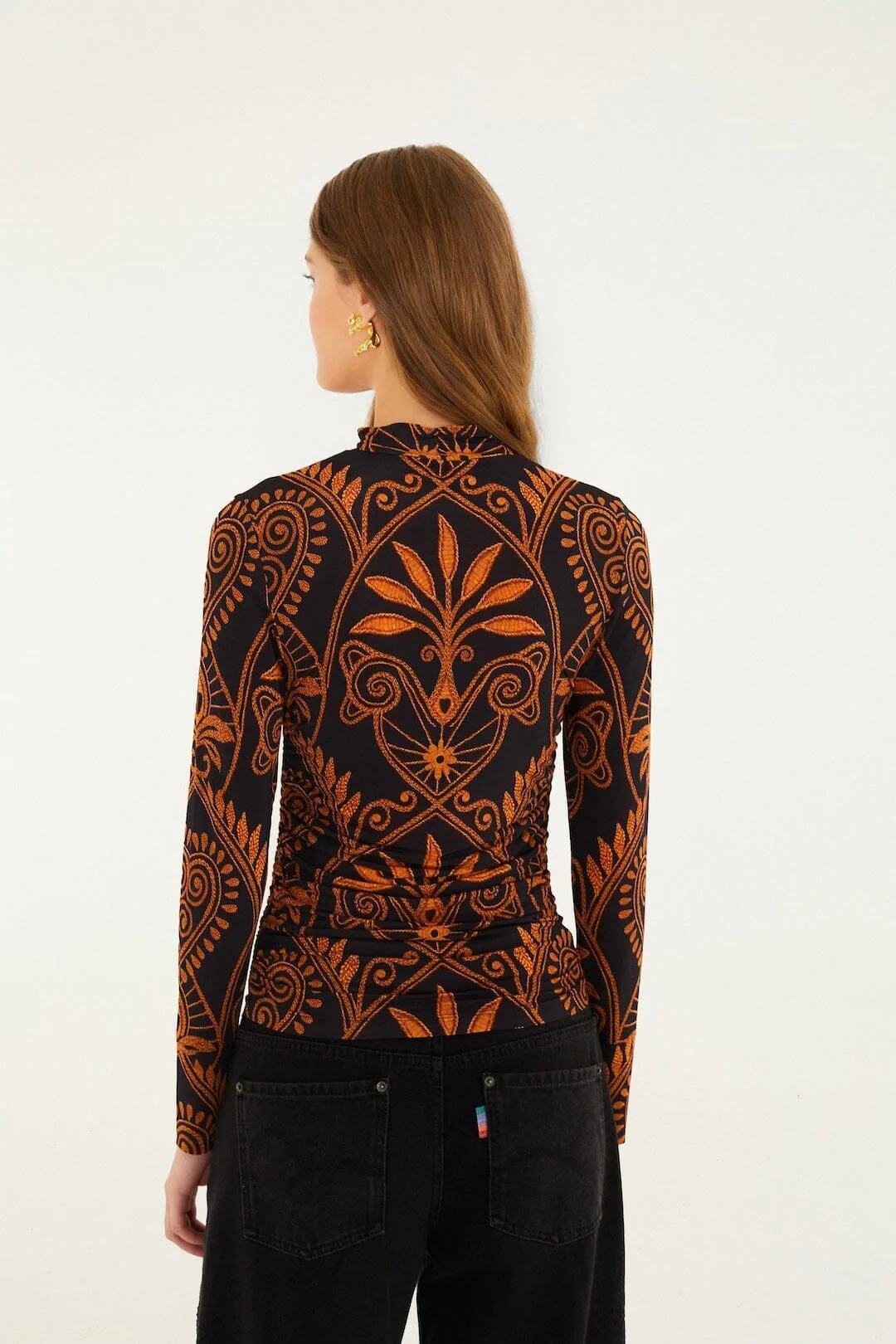 Black Cornely Ainika Ruched Waist Jersey Blouse - Image 3