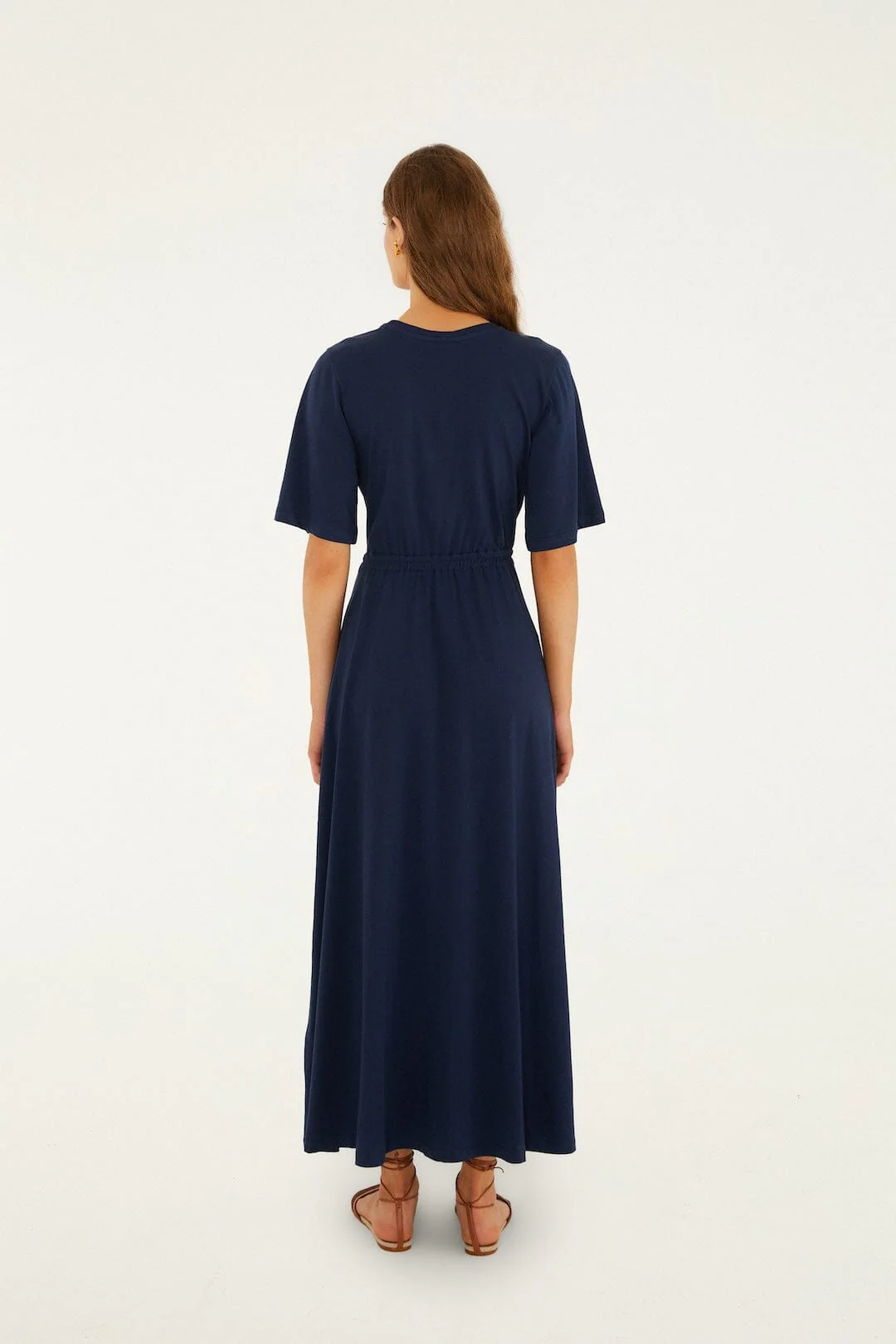 Dark Blue Cut-Out Short Sleeve Maxi Dress - Image 3