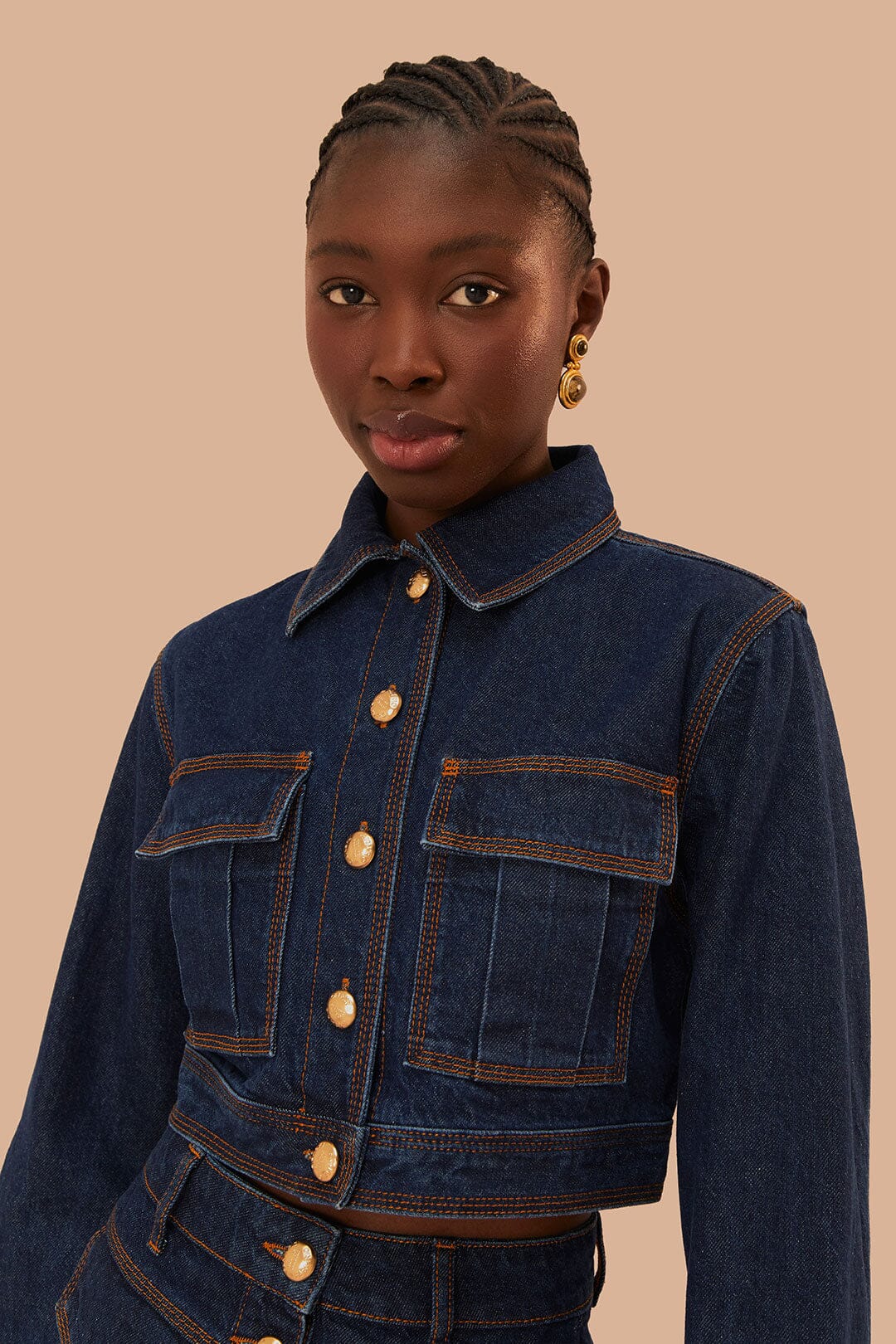 Dark Denim Cropped Jacket - Image 2