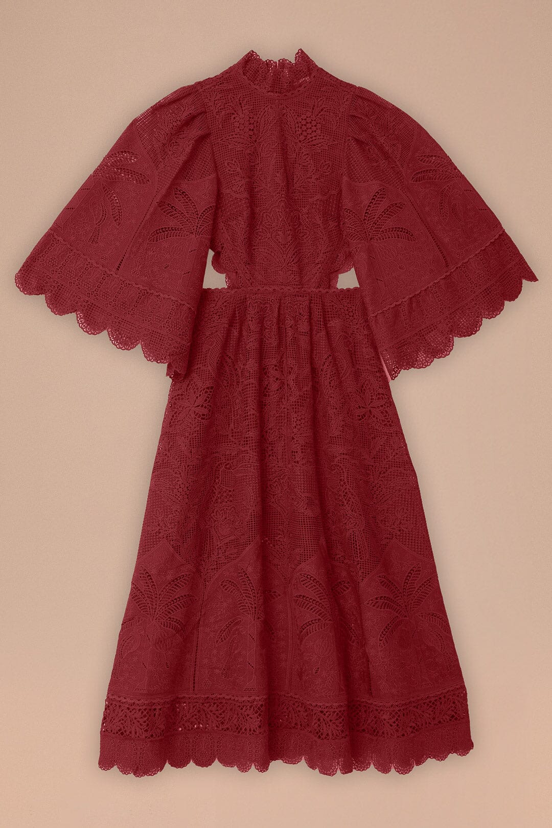 Dark Magenta Guipire Cut-Out Midi Dress - Image 7