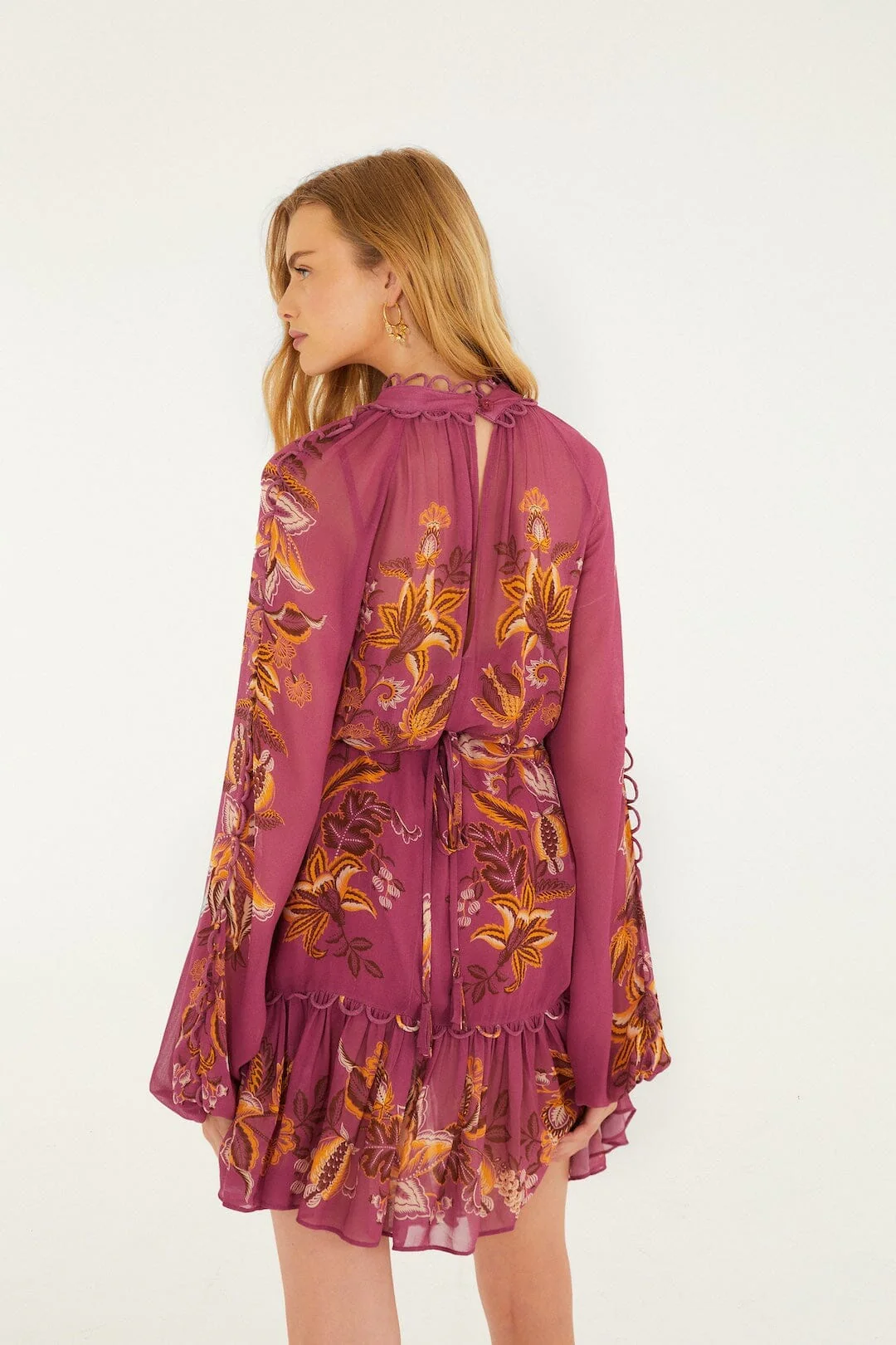 Pink Delicate Chintz Ruffled Mini Dress - Image 3