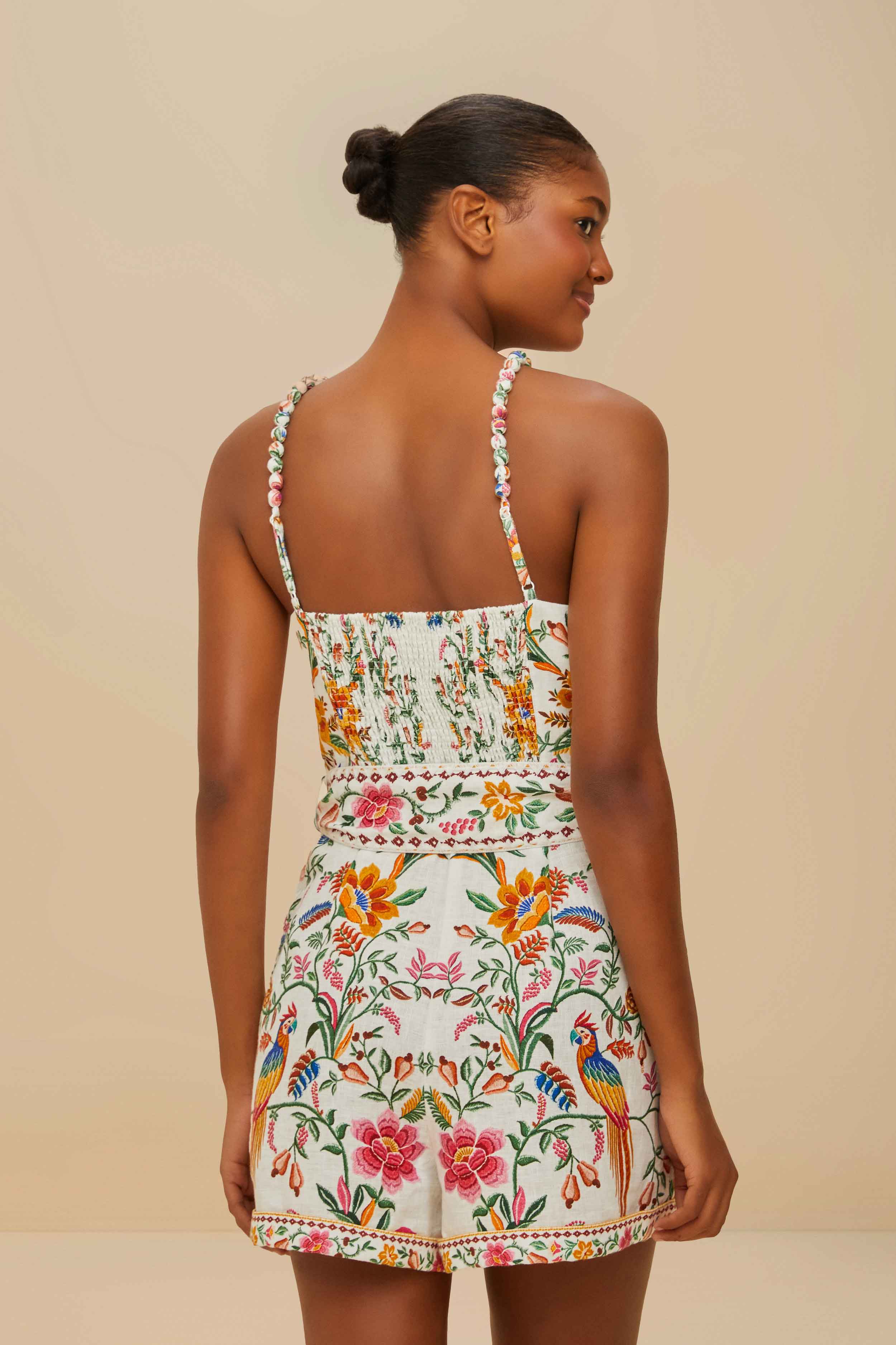 Off-White Delicate Forest Euroflax™ Premium Linen Romper - Image 4