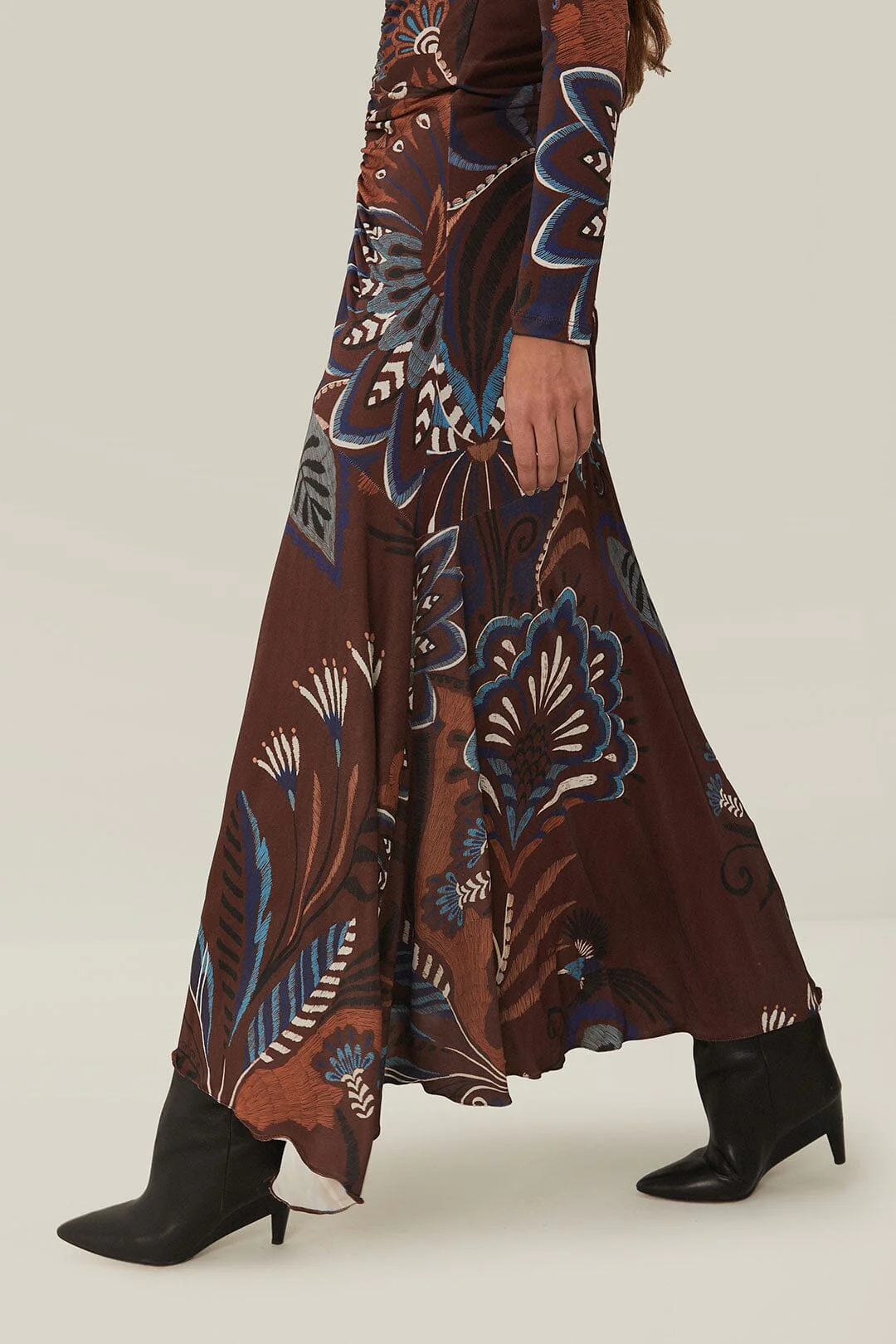 Brown Delicate Garden Long Sleeve Maxi Dress - Image 2