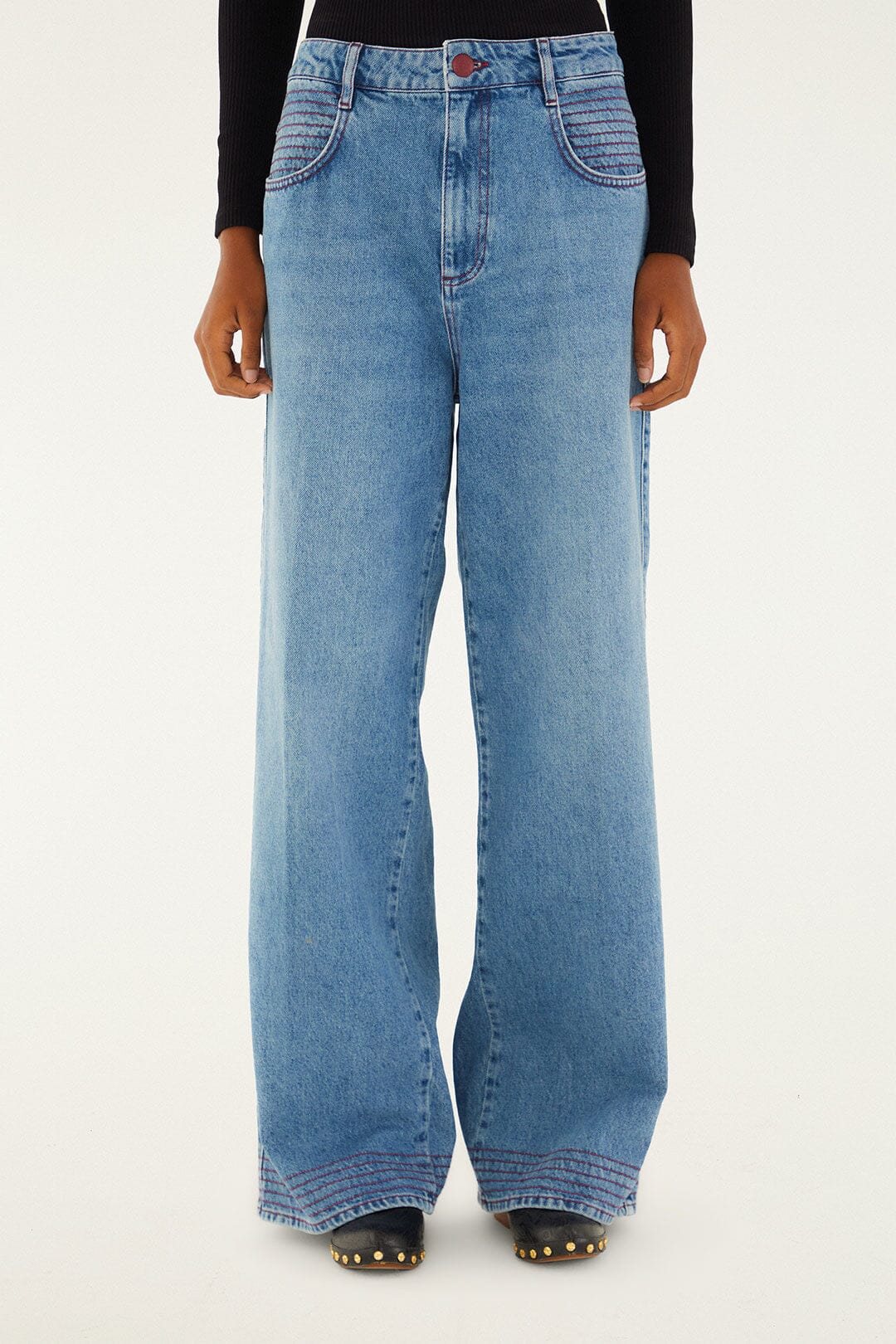 Denim Wide-Leg Pants - Image 2