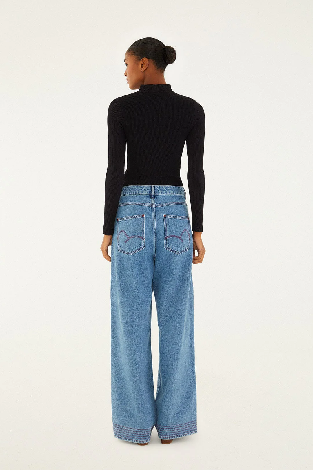 Denim Wide-Leg Pants - Image 3
