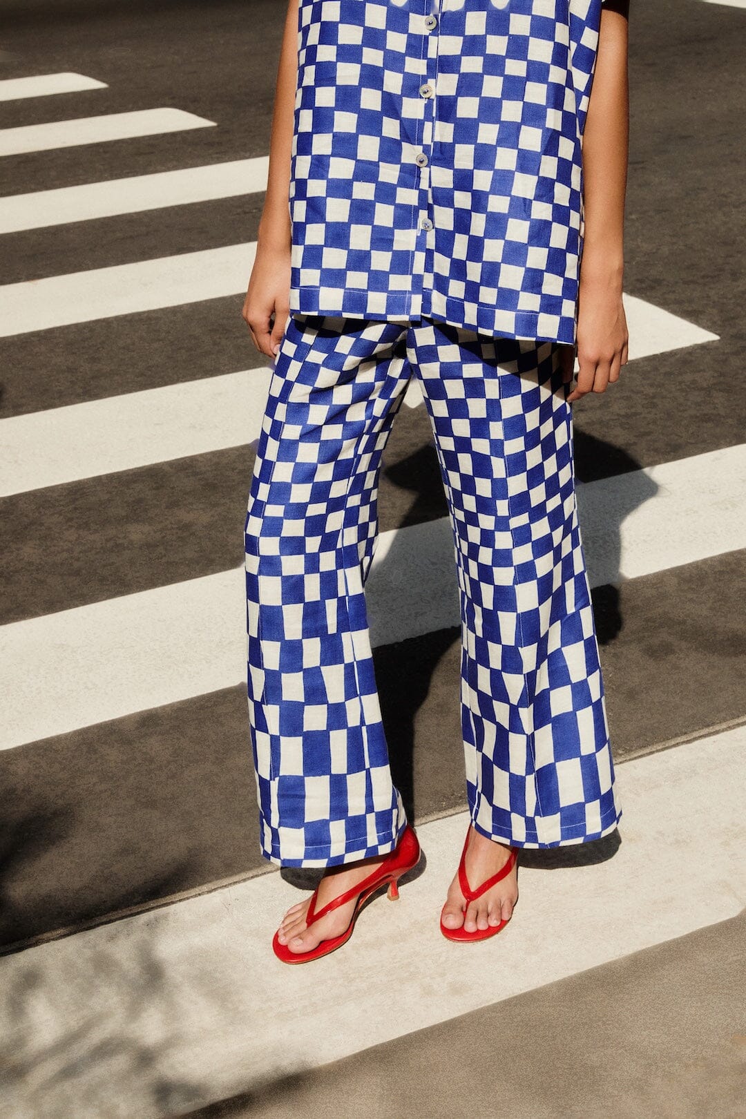 Blue Dream Checkered Lenzing™ Ecovero™ Euroflax™ Pants - Image 2