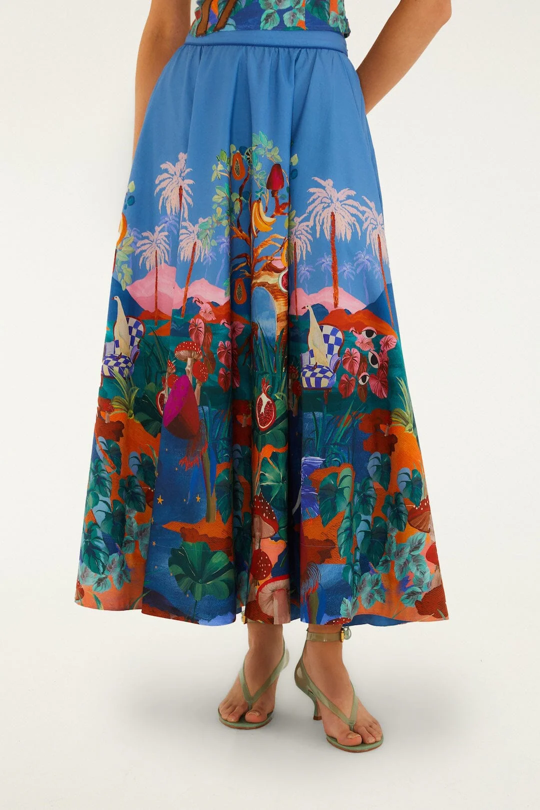 Multicolor Dream Landscape Organic Cotton Midi Skirt - Image 2