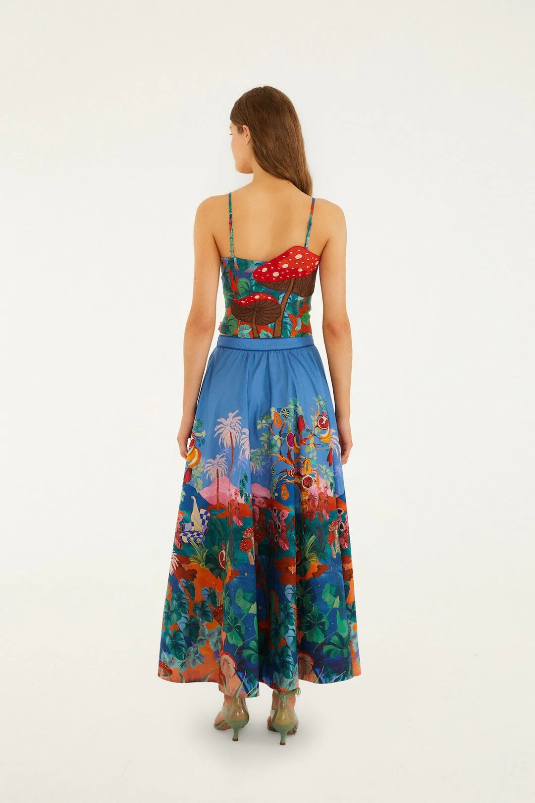 Multicolor Dream Landscape Organic Cotton Midi Skirt - Image 3