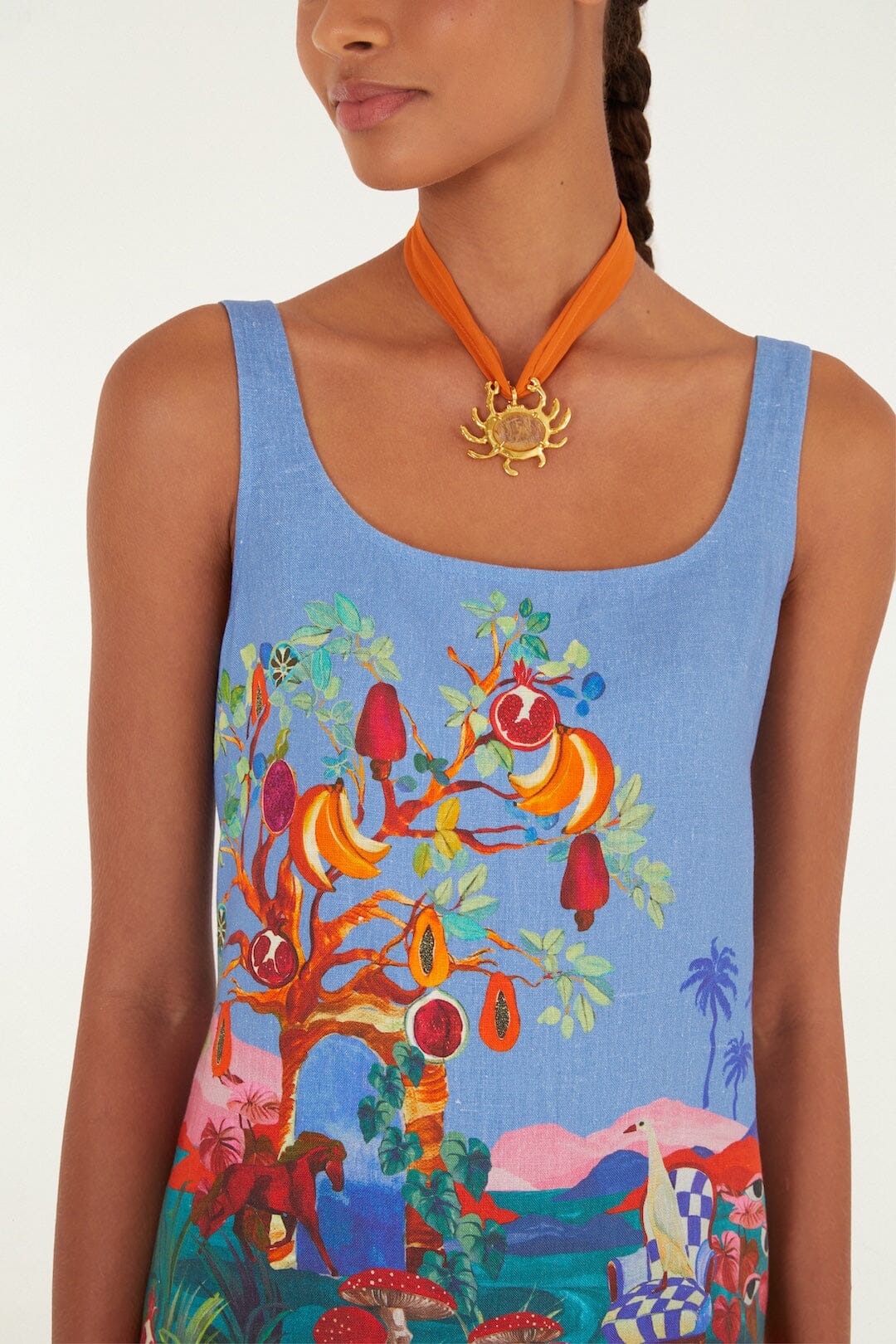 Multicolor Dream Landscape Euroflax™ Premium Linen Mini Dress - Image 2