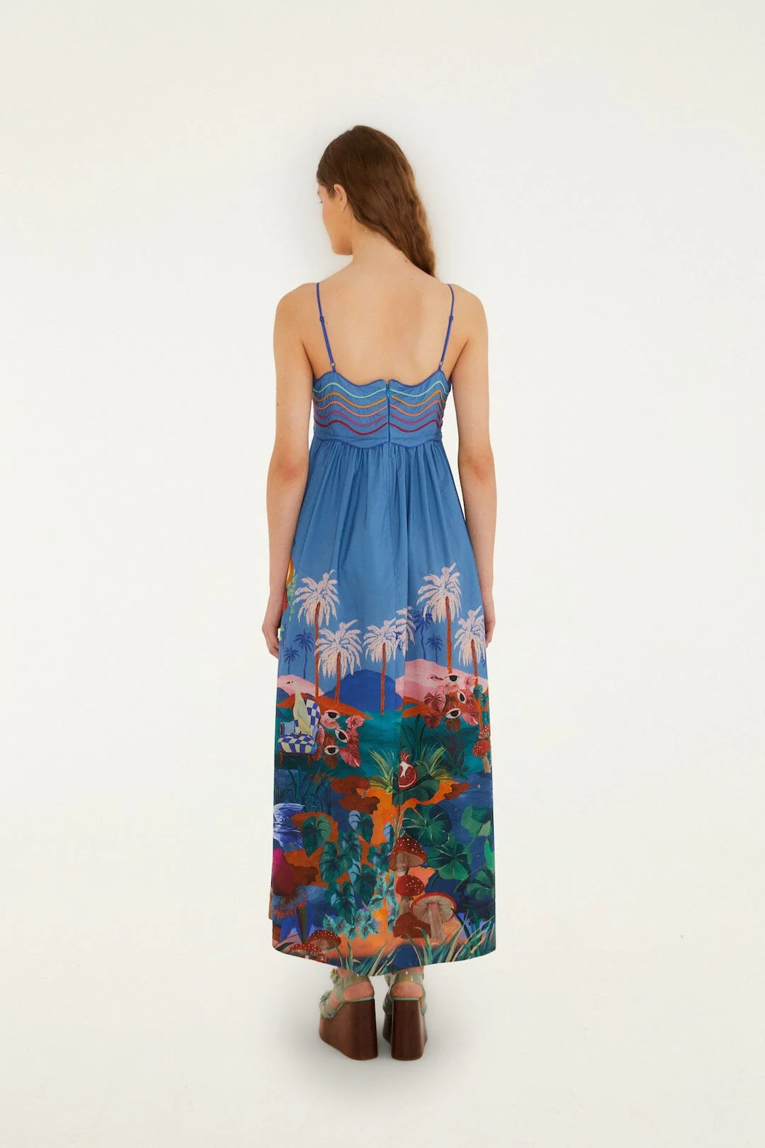 Multicolor Dream Landscape Organic Cotton Sleeveless Maxi Dress - Image 3