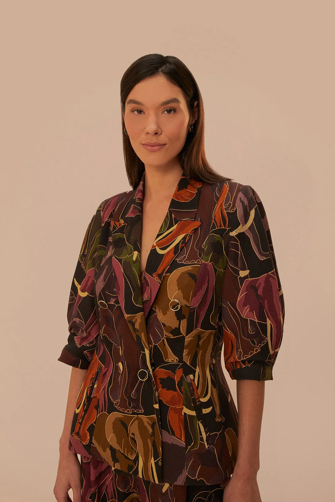 Brown Elephants Short Sleeve Blazer - Image 3
