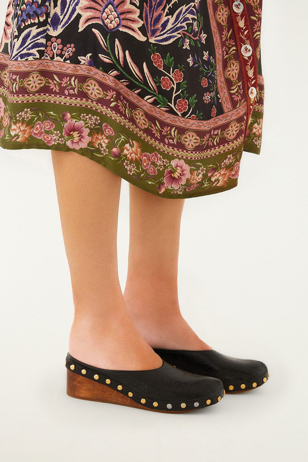 Black Embossed Wedge Clog - Image 5