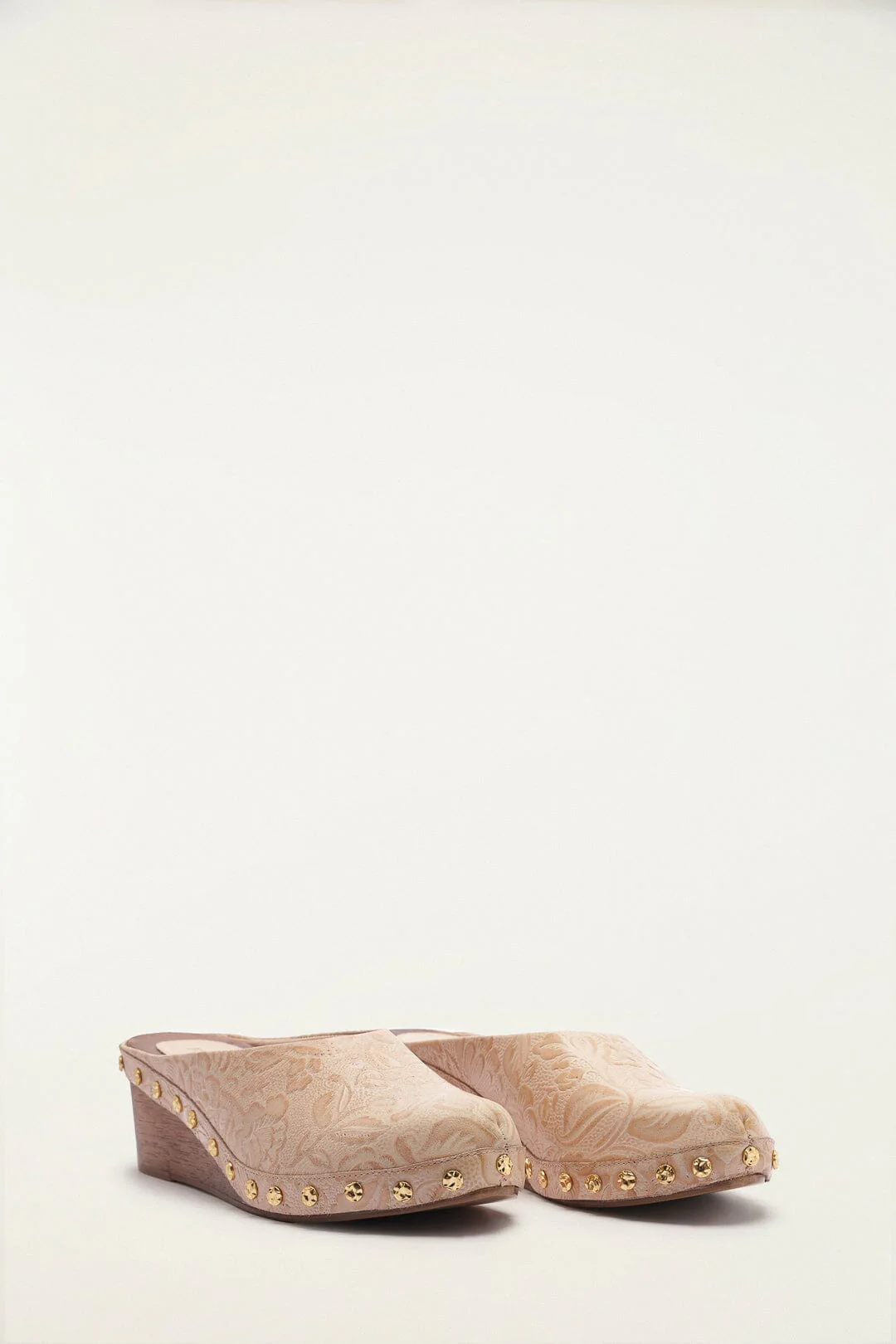 Cream Embossed Wedge Clog - Image 2