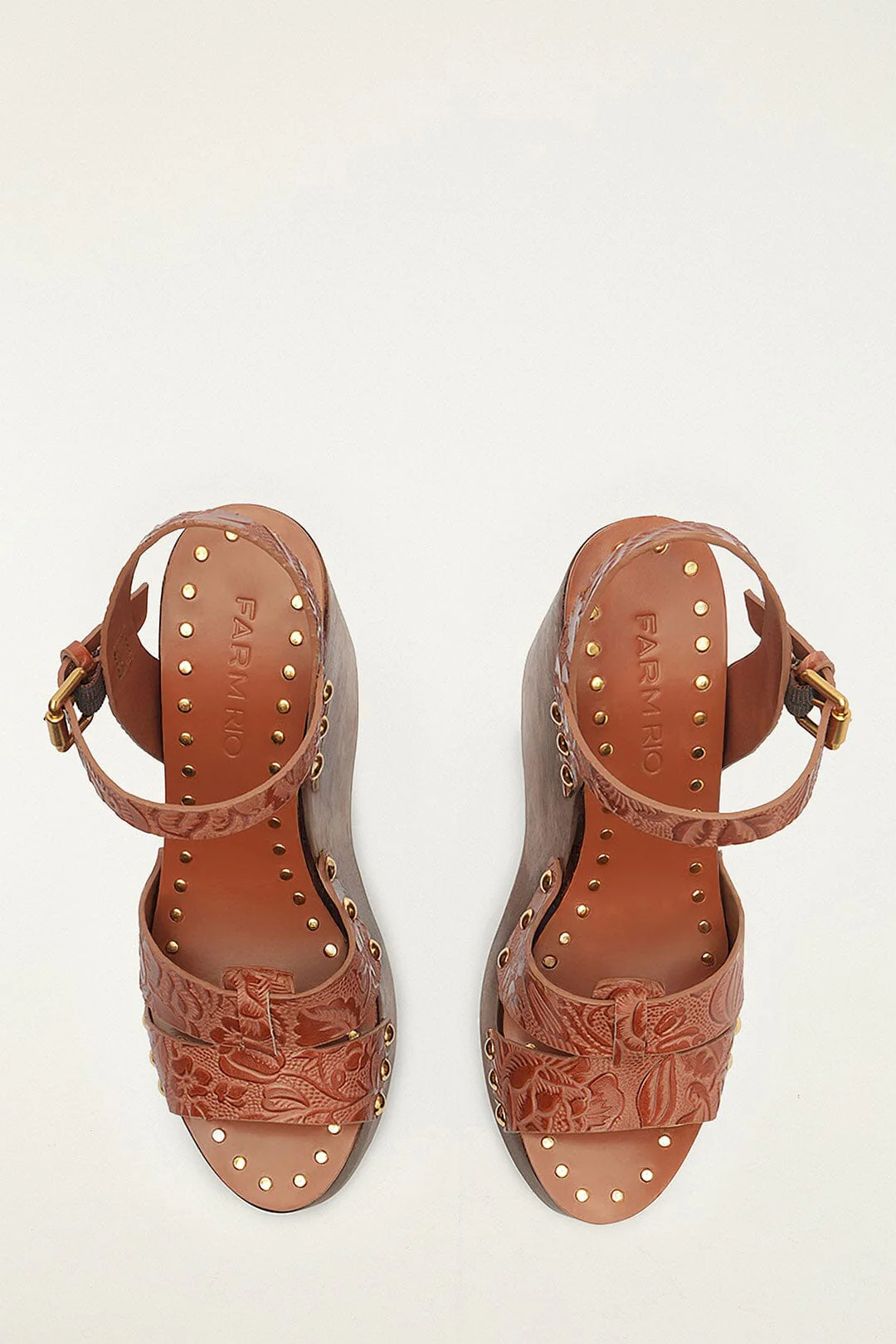 Brown Embossed Wedge Sandal - Image 3