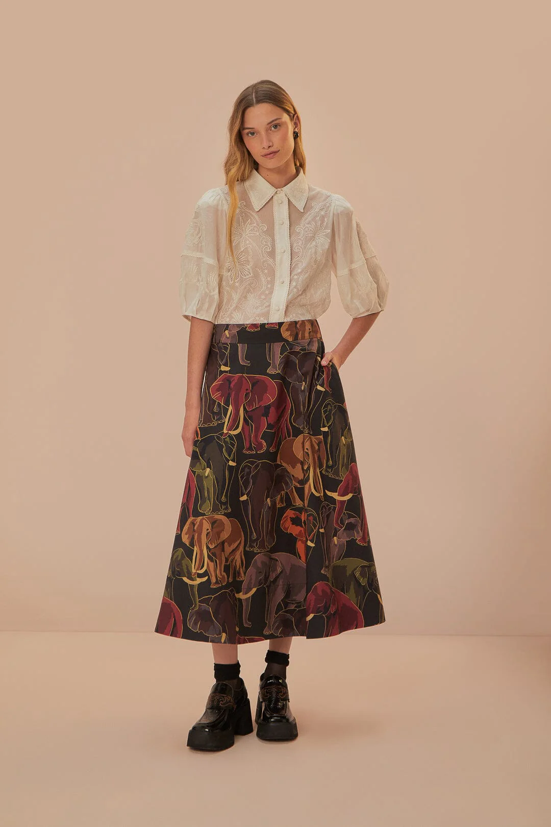 White Embroidered Short Sleeve Blouse - Image 2