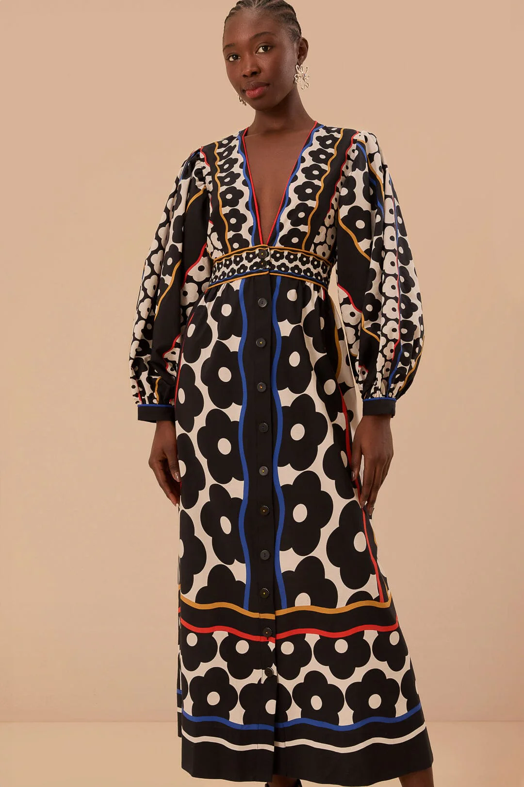 Black Farm Daisy Plunging Neck Maxi Dress - Image 2