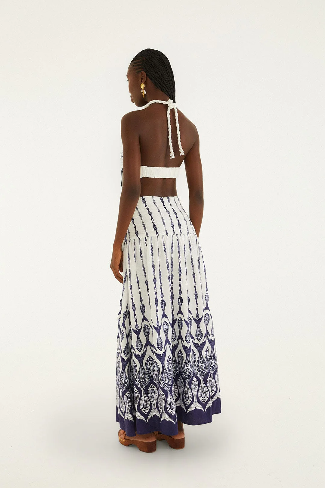 Off-White Fishes Flow Lenzing™ Ecovero™ Euroflax™ Maxi Skirt - Image 3