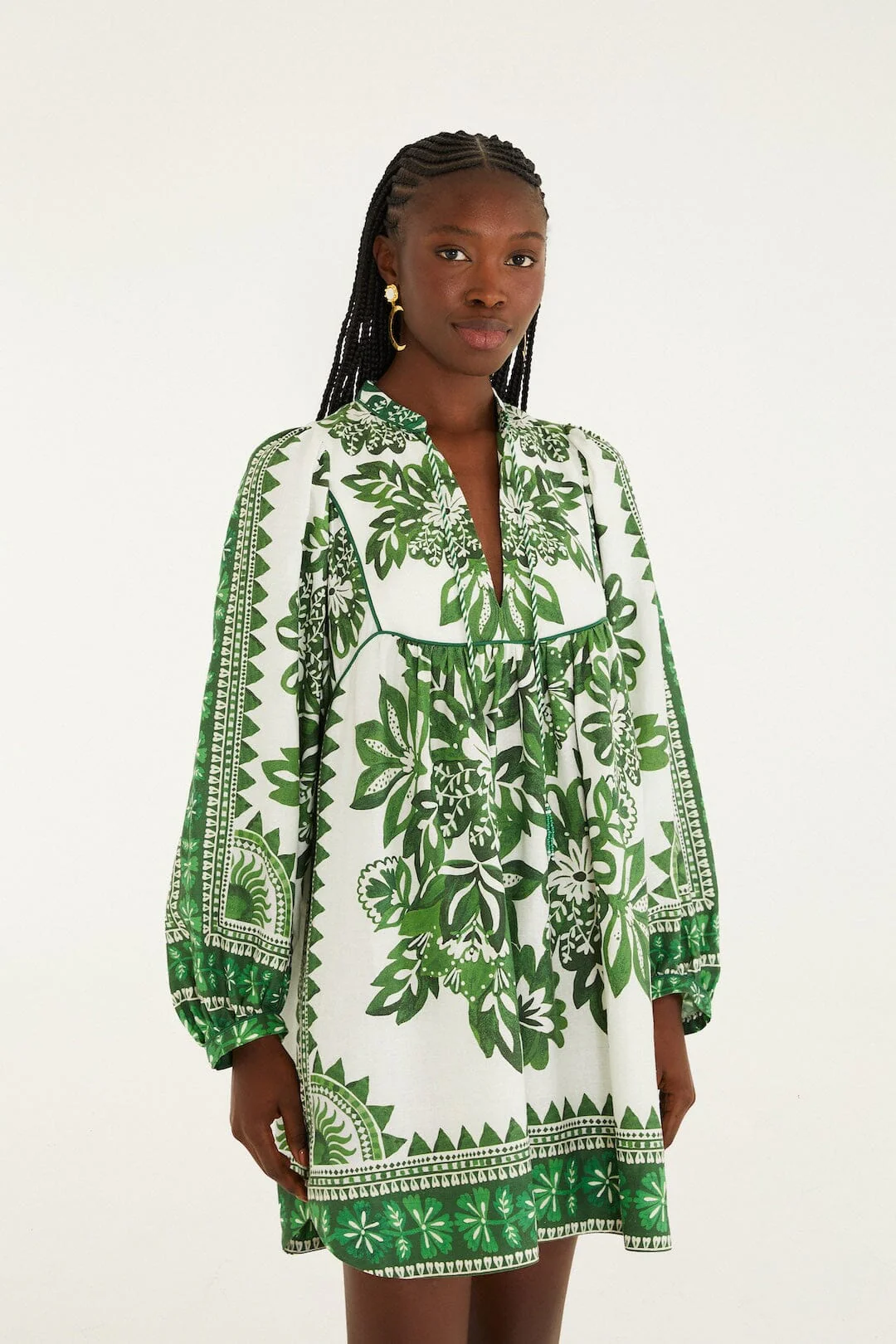 Green Flora Tapestry Lenzing™ Ecovero™ Euroflax™ Mini Dress