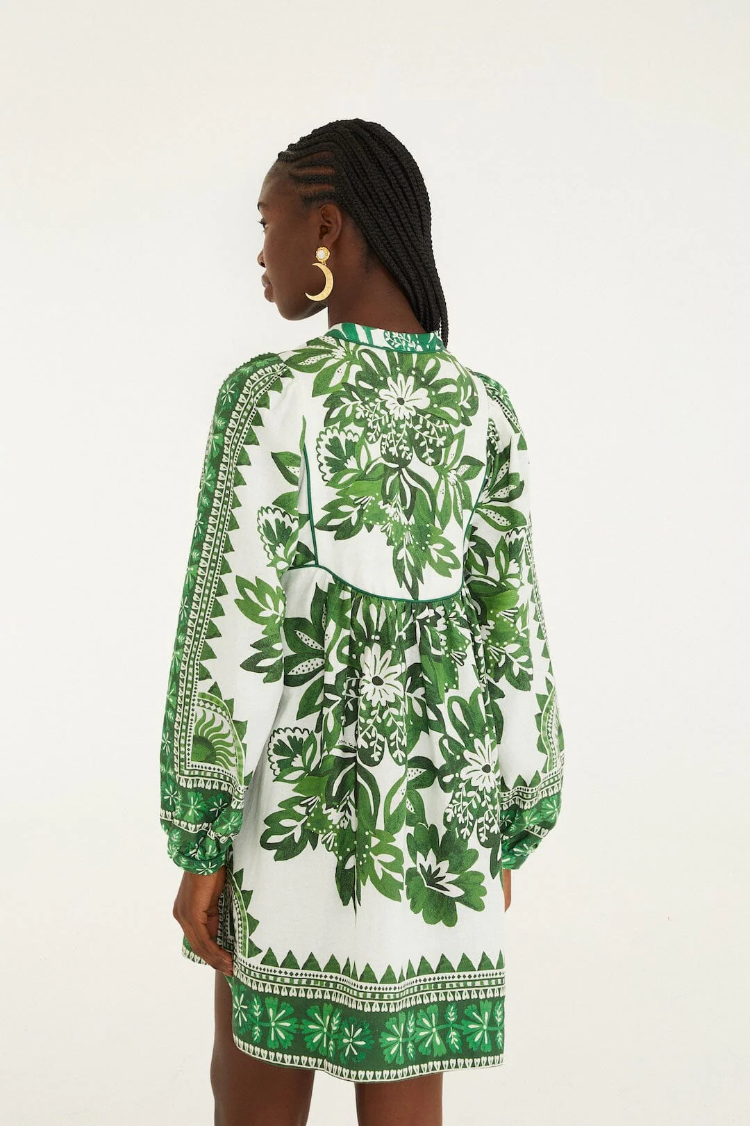 Green Flora Tapestry Lenzing™ Ecovero™ Euroflax™ Mini Dress - Image 3