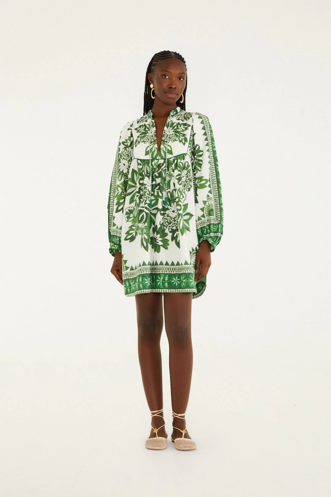 Green Flora Tapestry Lenzing™ Ecovero™ Euroflax™ Mini Dress - Image 4