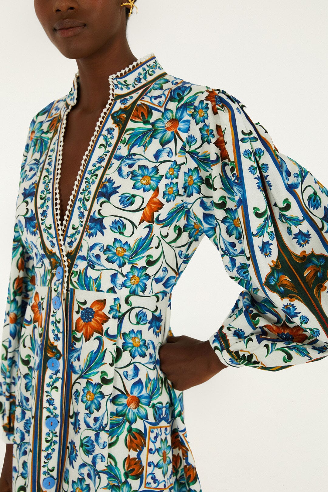 Off-White Flora Tile Lenzing™ Ecovero™ Euroflax™ Maxi Dress - Image 2