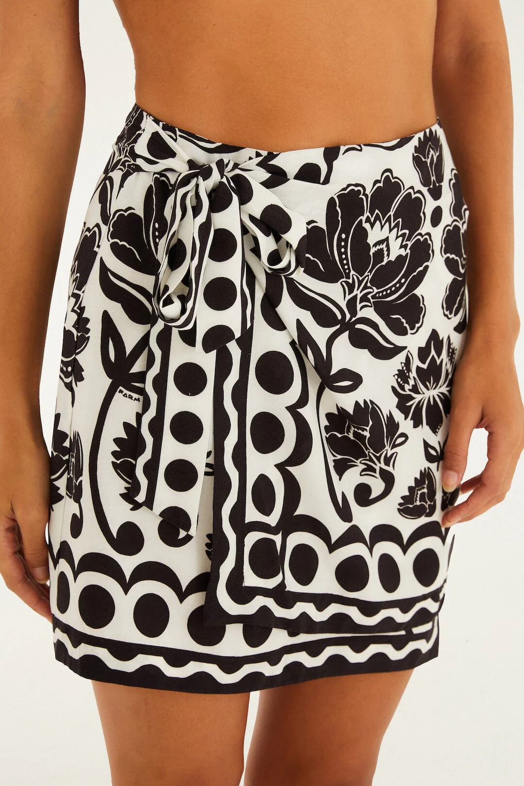 Off-White Floral Arabesque Mini Wrap Skirt - Image 2