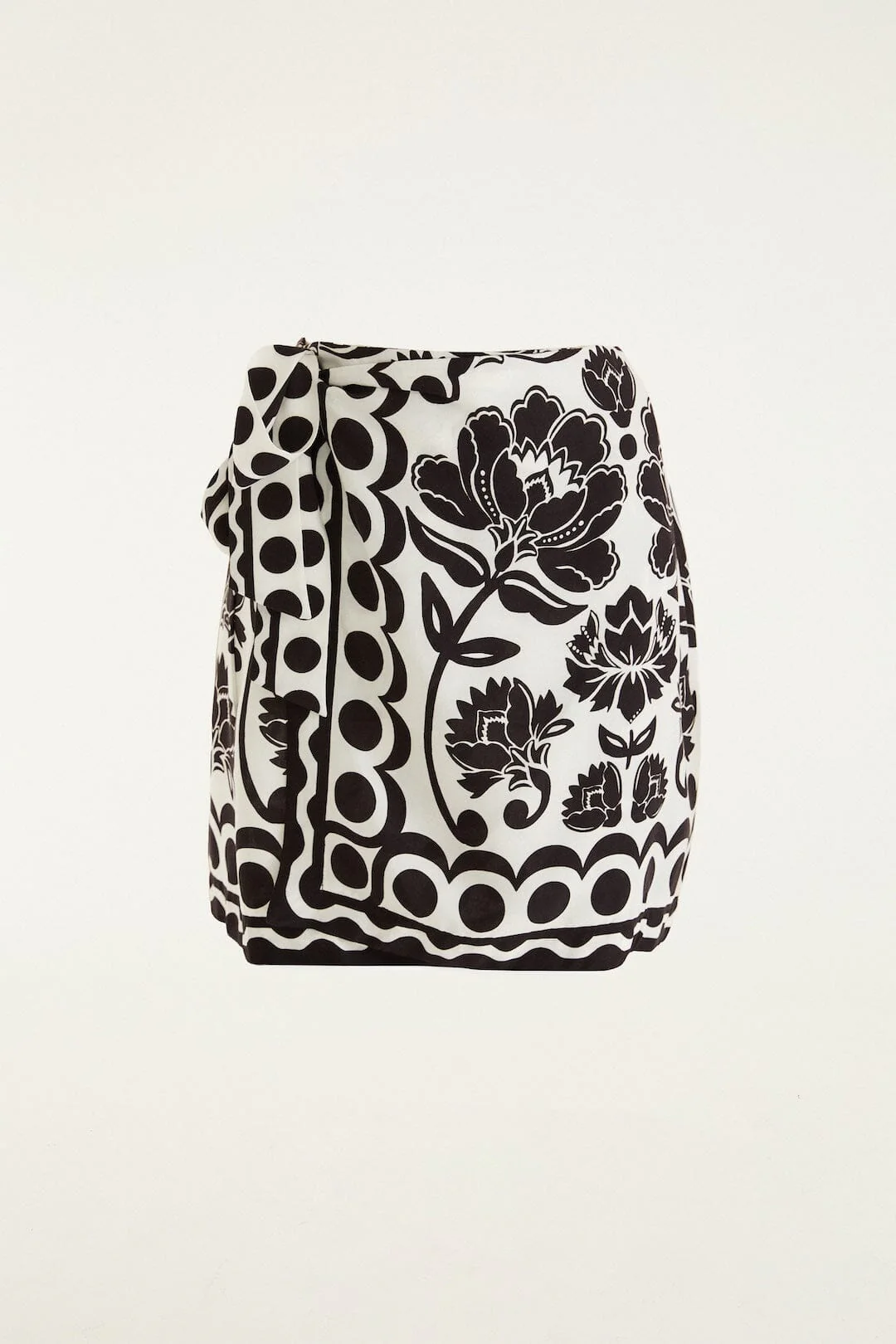 Off-White Floral Arabesque Mini Wrap Skirt - Image 4
