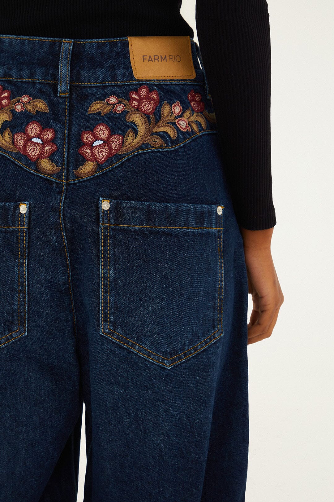 Denim Floral Embroidery Pants - Image 5