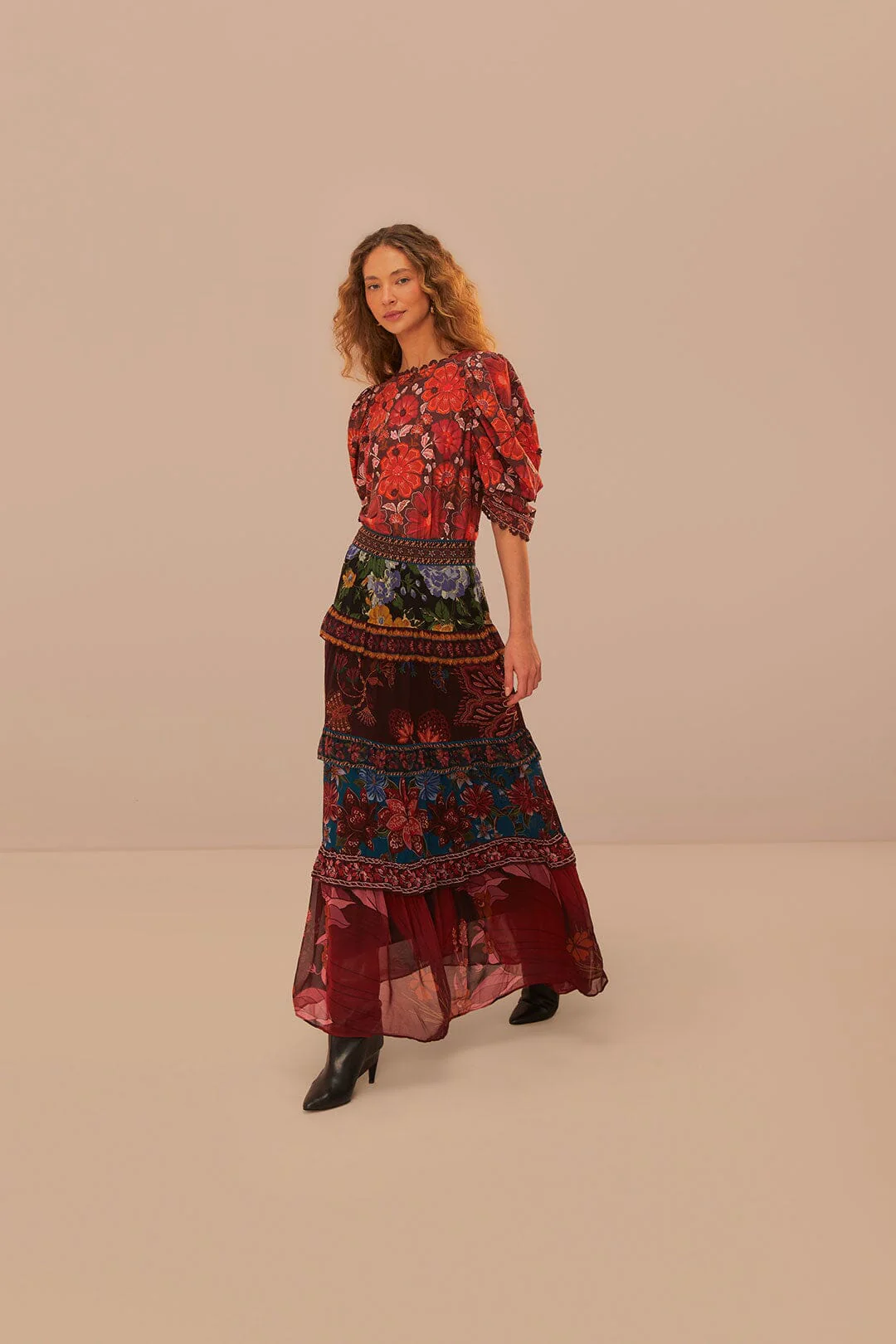 Floral Mix Ruffle Maxi Skirt - Image 2