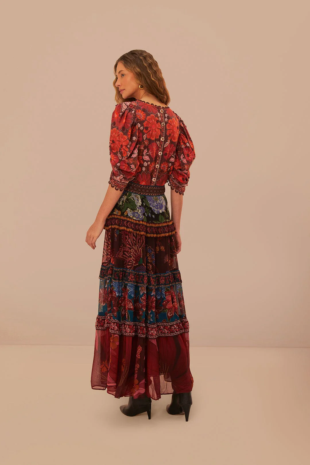 Floral Mix Ruffle Maxi Skirt - Image 4