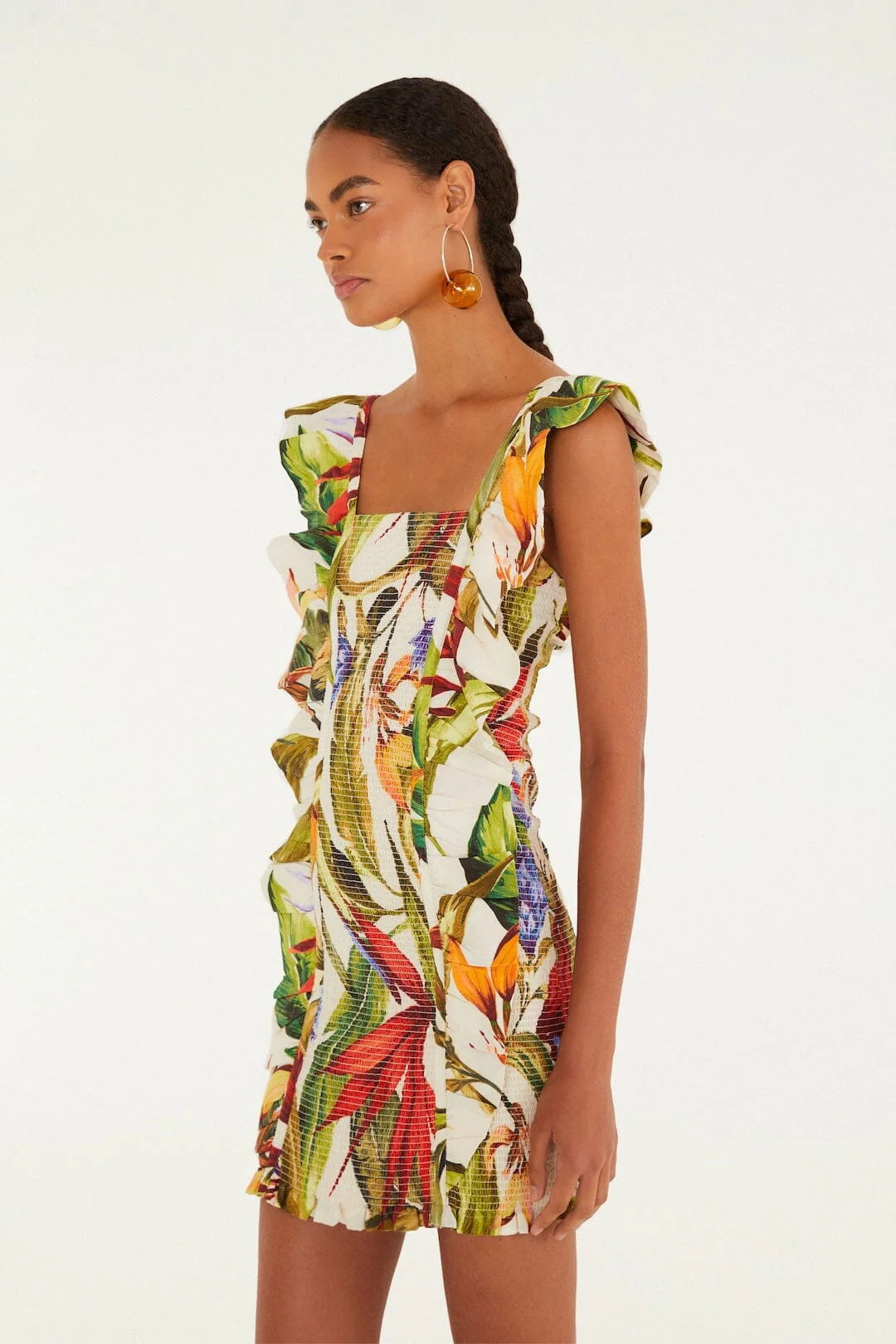 Sand Florart Lenzing™ Ecovero™ Euroflax™ Short Sleeve Mini Dress - Image 5